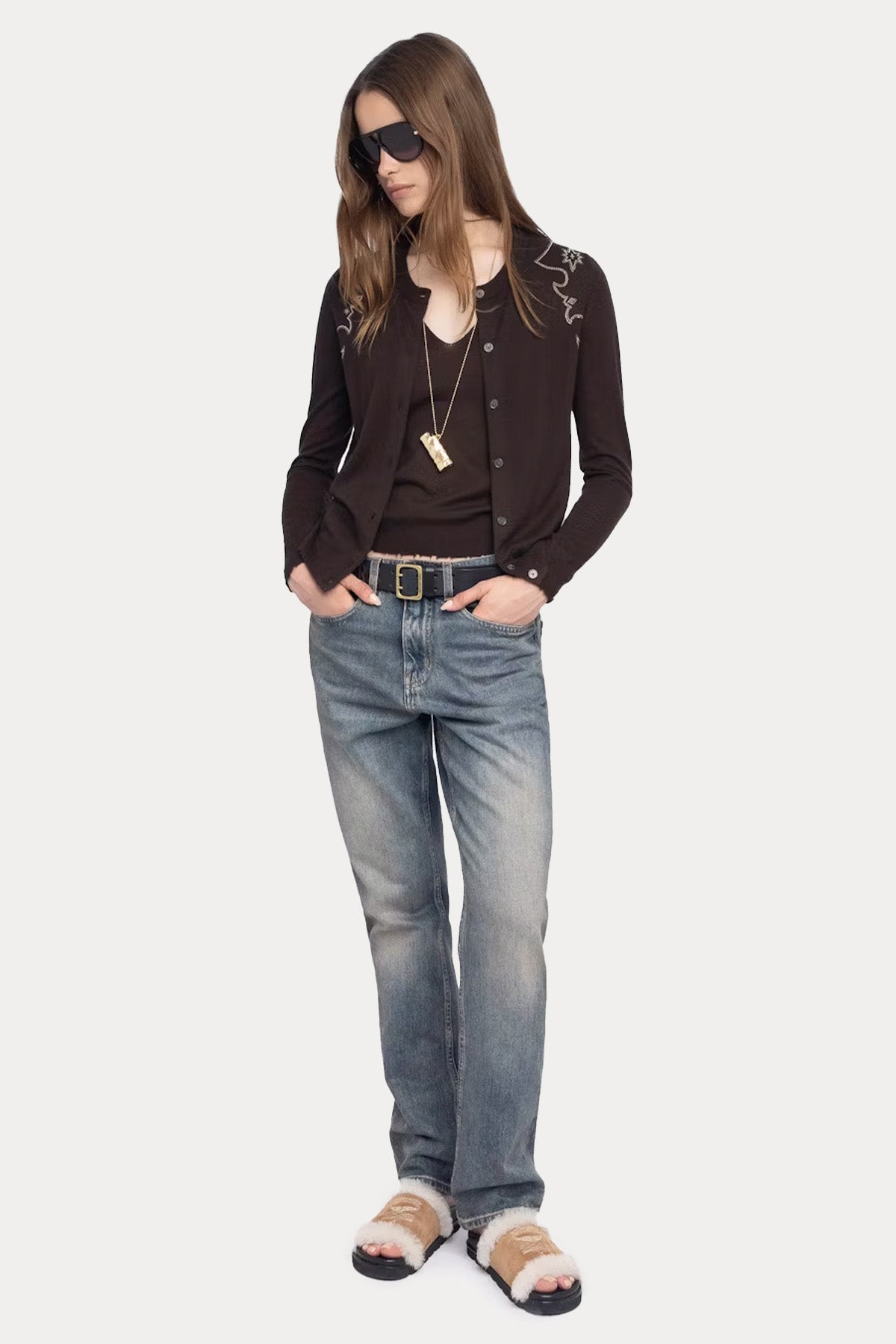 Zadig & Voltaire Regular Fit Troklu İnce Örgü Kaşmir Triko Ceket-Ceket-Libas