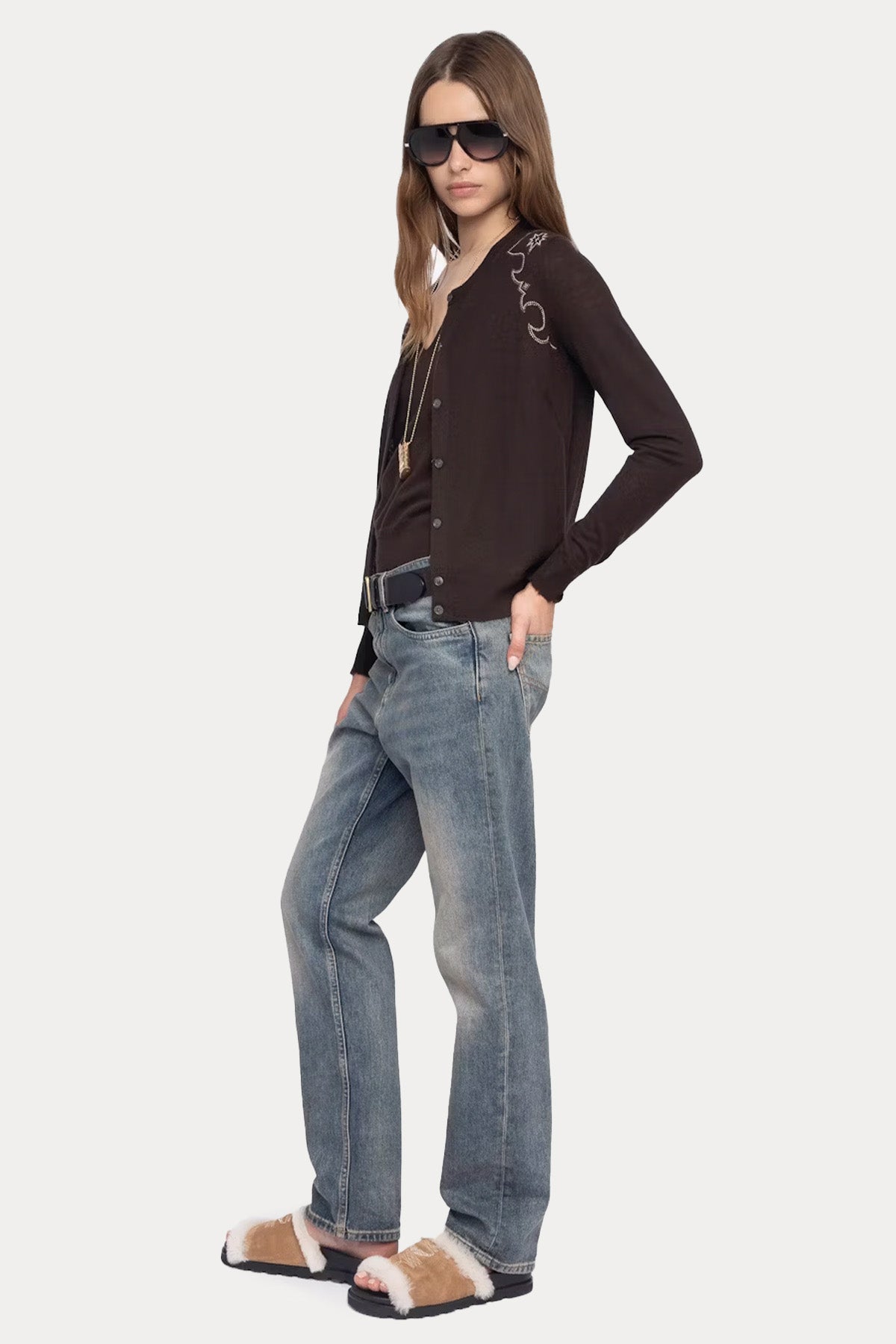 Zadig & Voltaire Regular Fit Troklu İnce Örgü Kaşmir Triko Ceket-Ceket-Libas