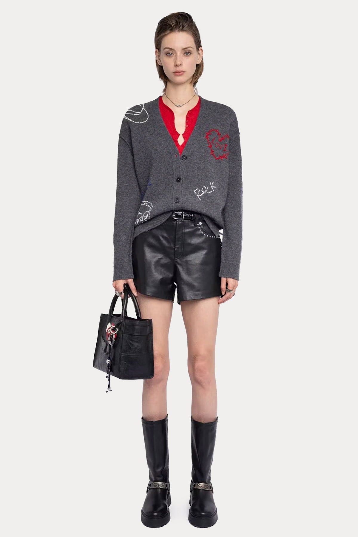 Zadig & Voltaire Comfort Fit Nakış Logolu Kaşmir Örgü Triko Ceket