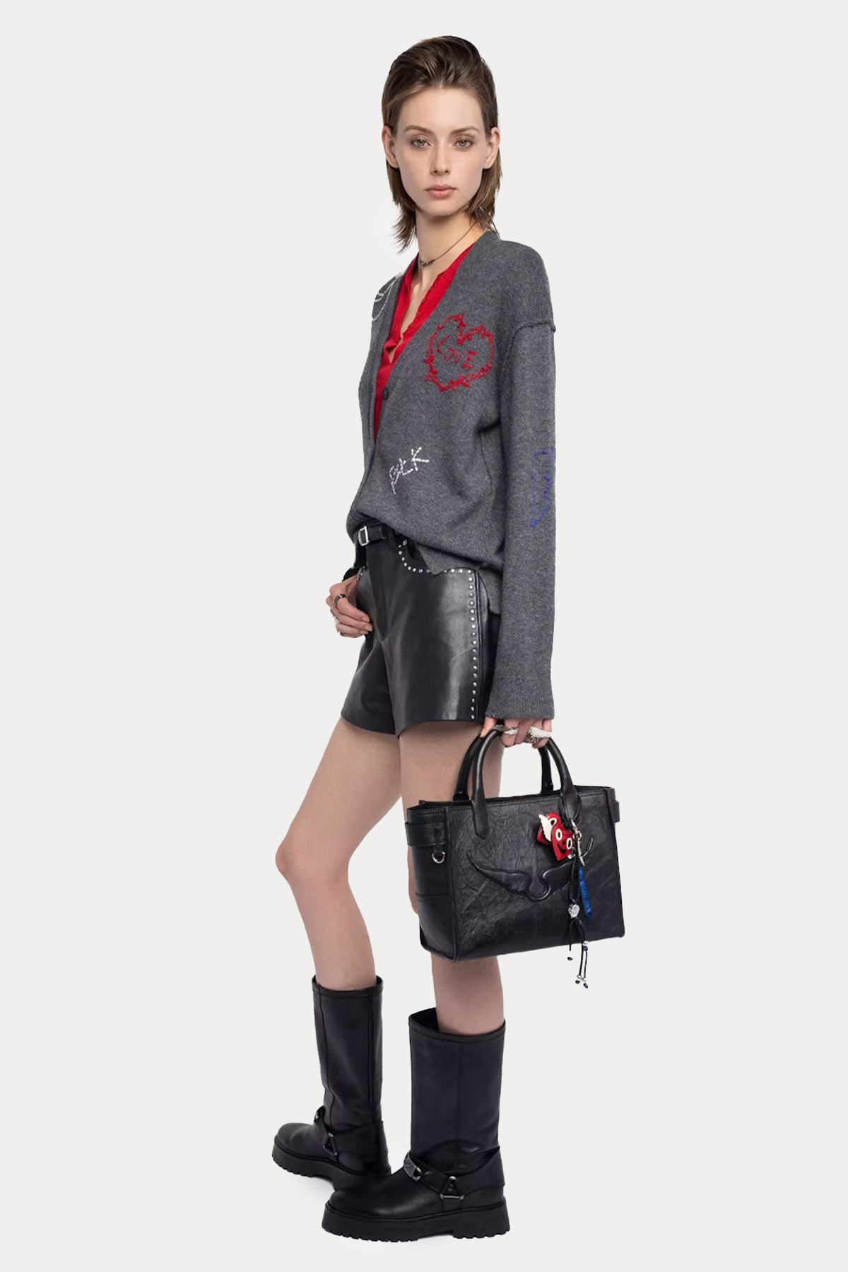 Zadig & Voltaire Comfort Fit Nakış Logolu Kaşmir Örgü Triko Ceket