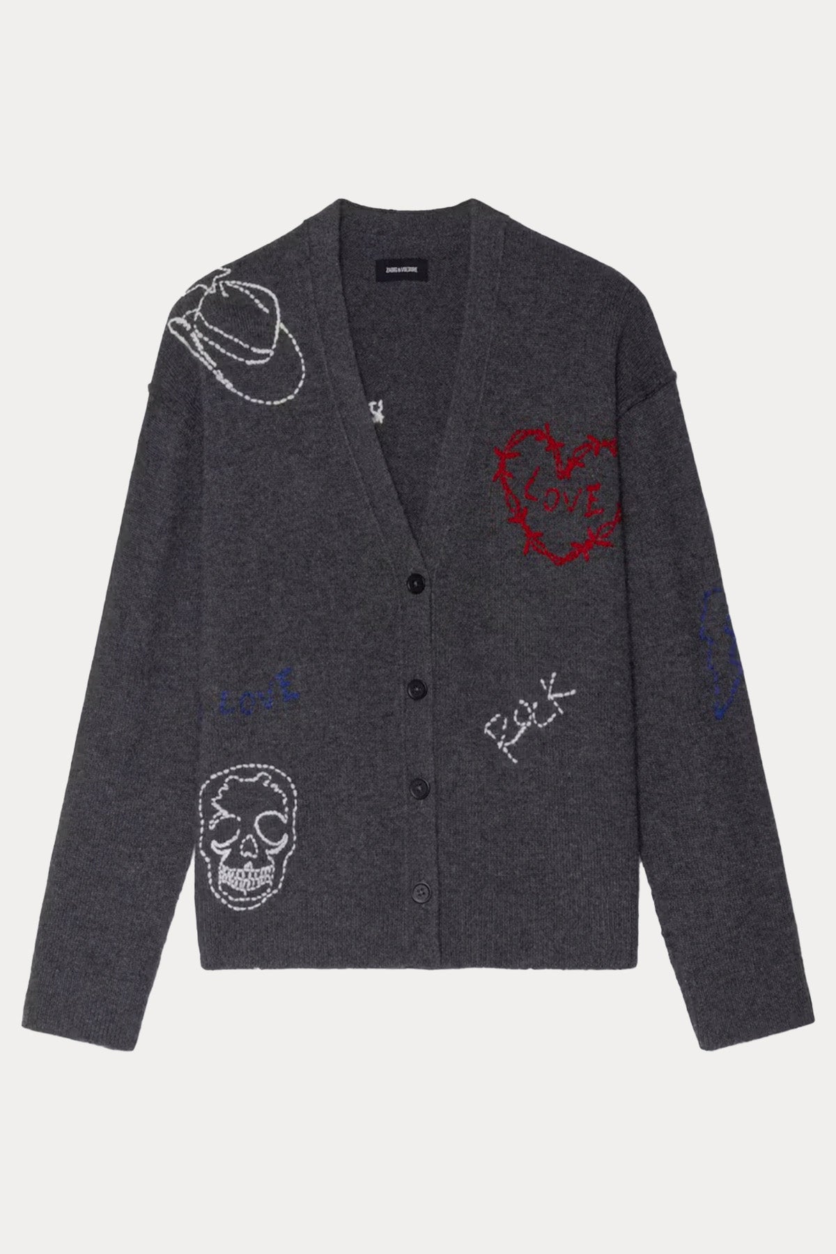 Zadig & Voltaire Comfort Fit Nakış Logolu Kaşmir Örgü Triko Ceket