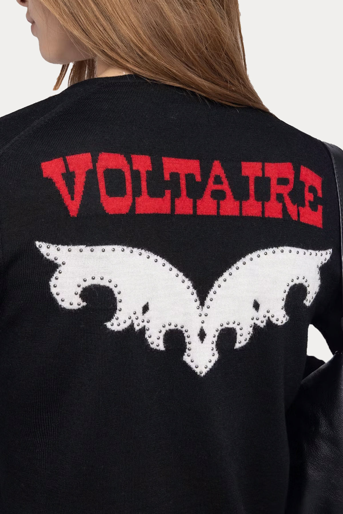 Zadig & Voltaire Slim Fit V Yaka Sırtta Logolu İnce Örgü Yün Triko