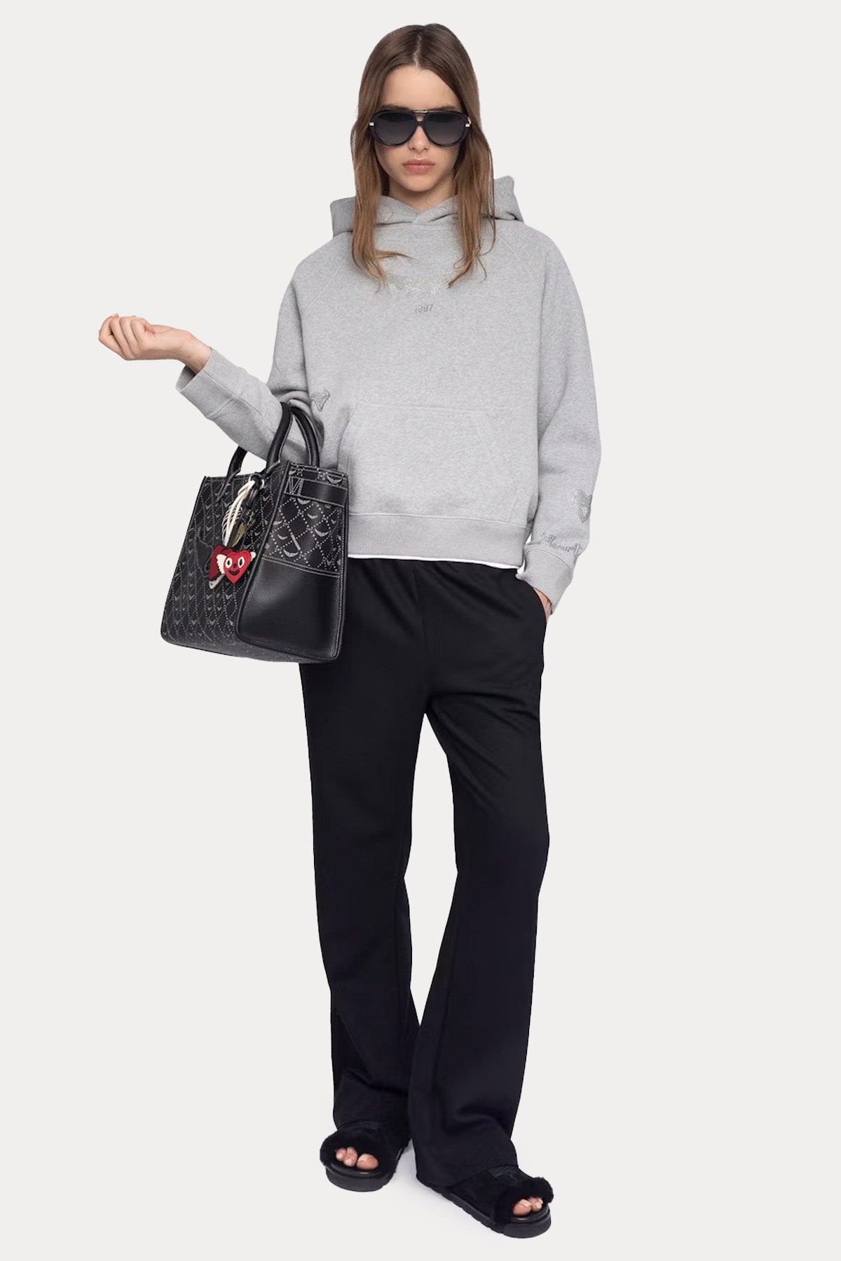 Zadig & Voltaire Relaxed Fit Trok Logolu Şardonlu Kapüşonlu Sweatshirt