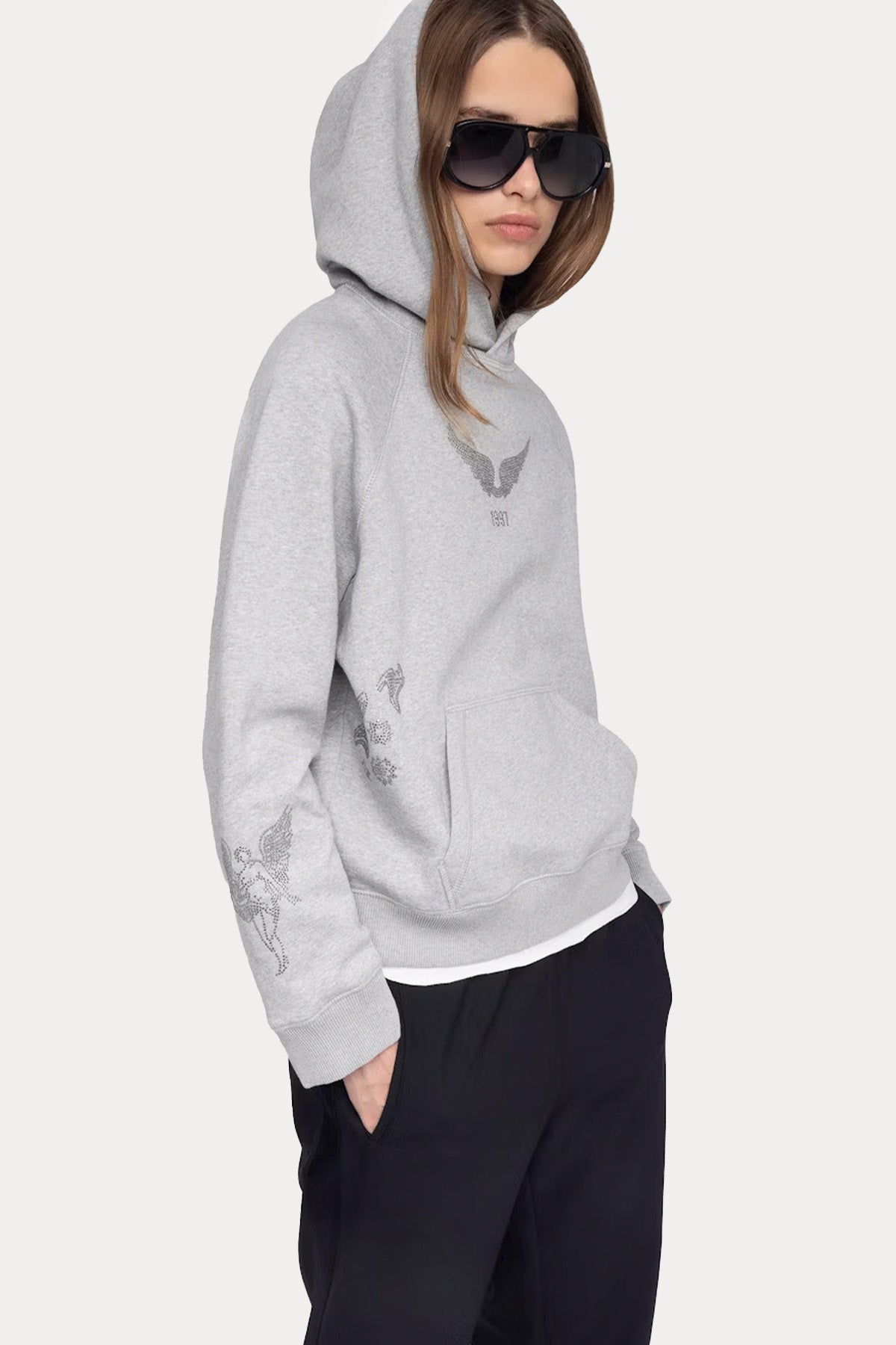 Zadig & Voltaire Relaxed Fit Trok Logolu Şardonlu Kapüşonlu Sweatshirt