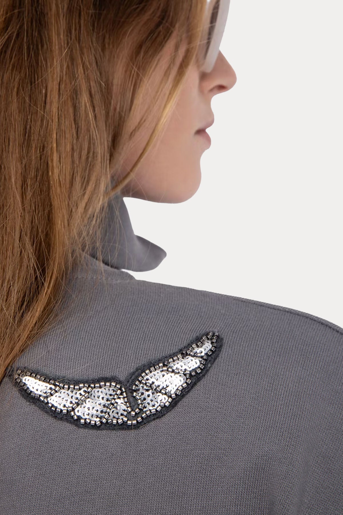 Zadig & Voltaire Comfort Fit Dik Yaka Kanat Logolu Sweatshirt Ceket