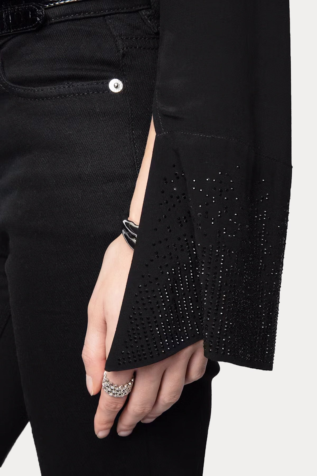 Zadig & Voltaire Regular Fit V Yaka Troklu Bluz