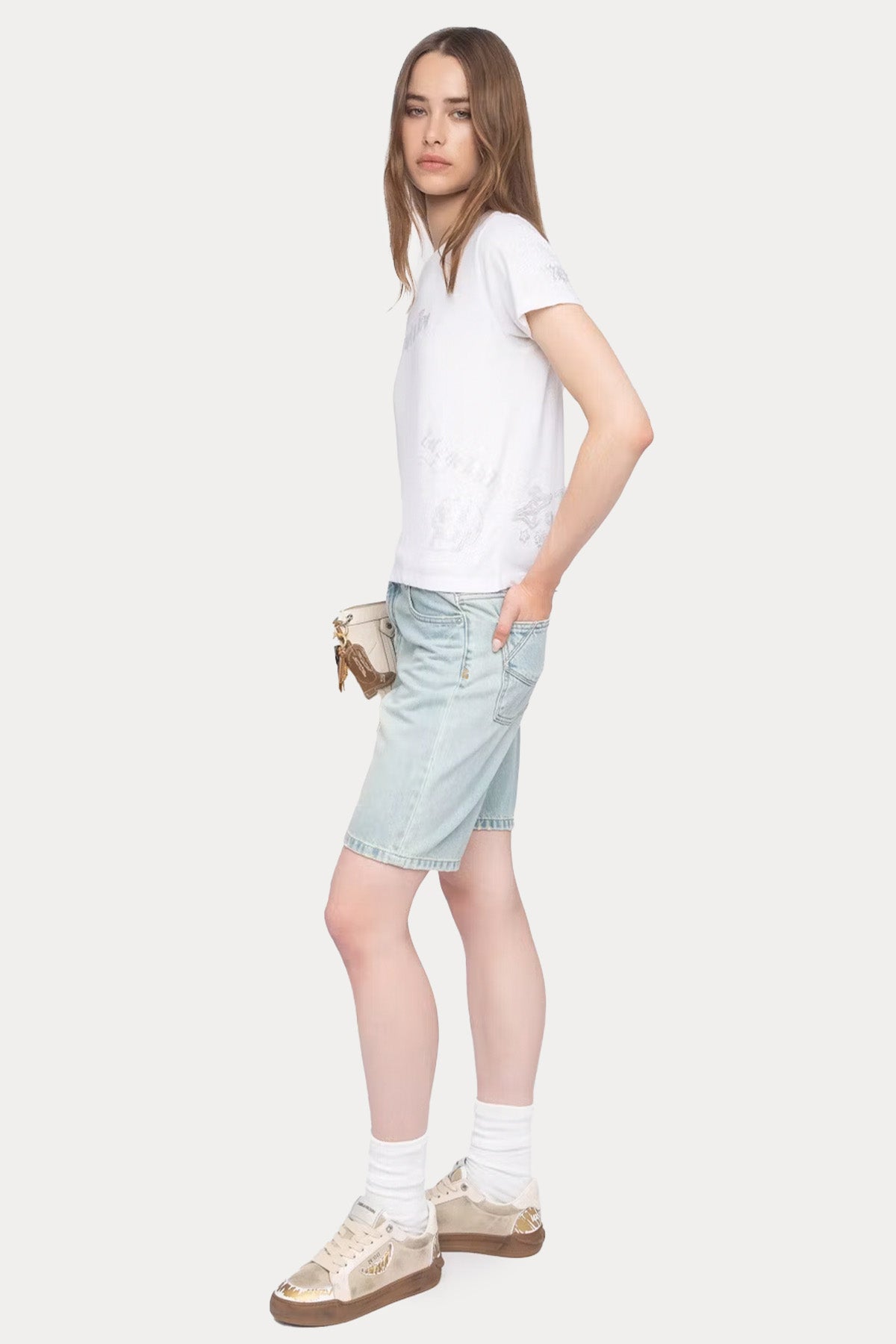 Zadig & Voltaire Regular Fit Trok Logolu Keten T-shirt