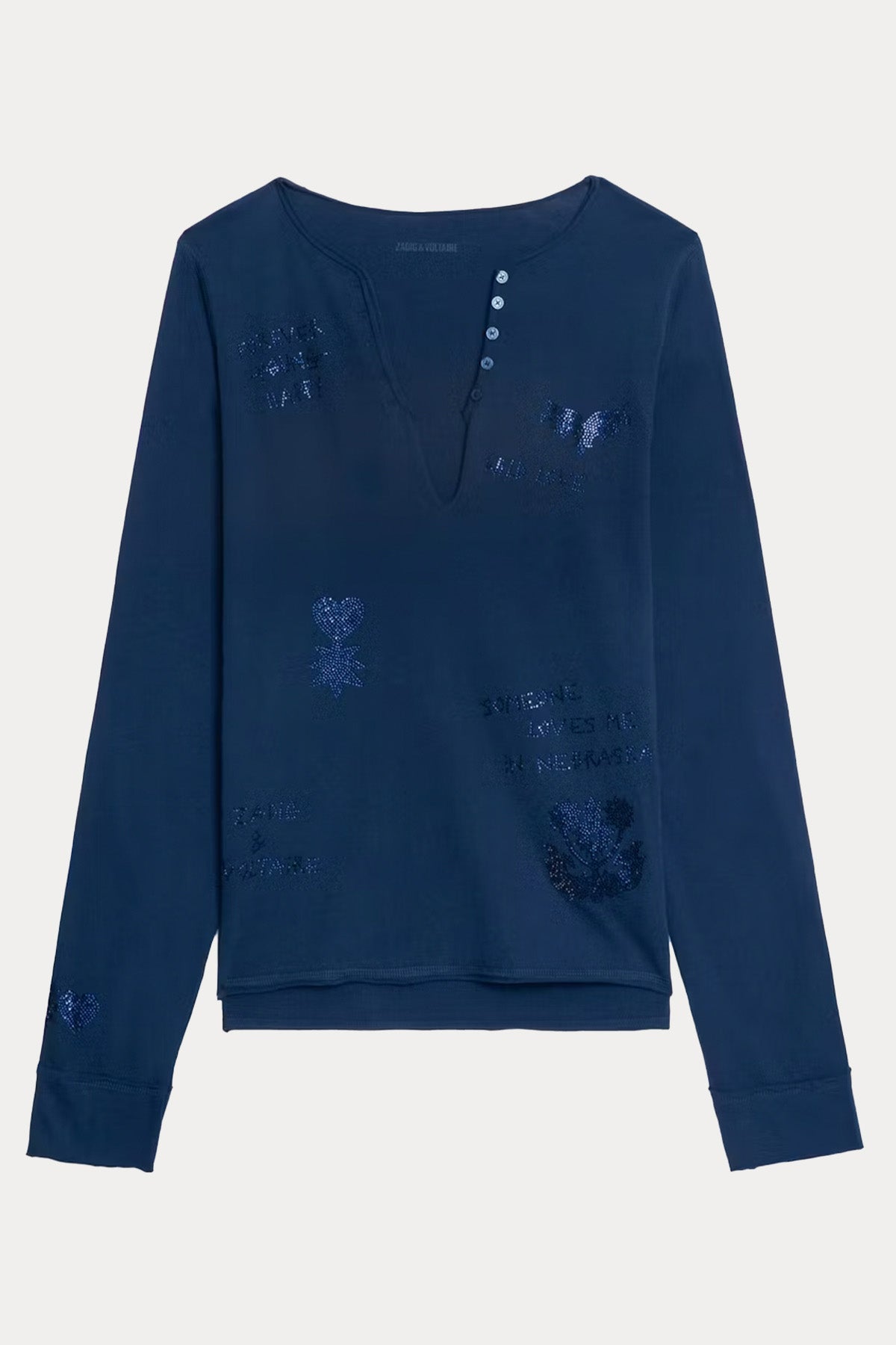 Zadig & Voltaire Regular Fit V Yaka Trok Logolu T-shirt