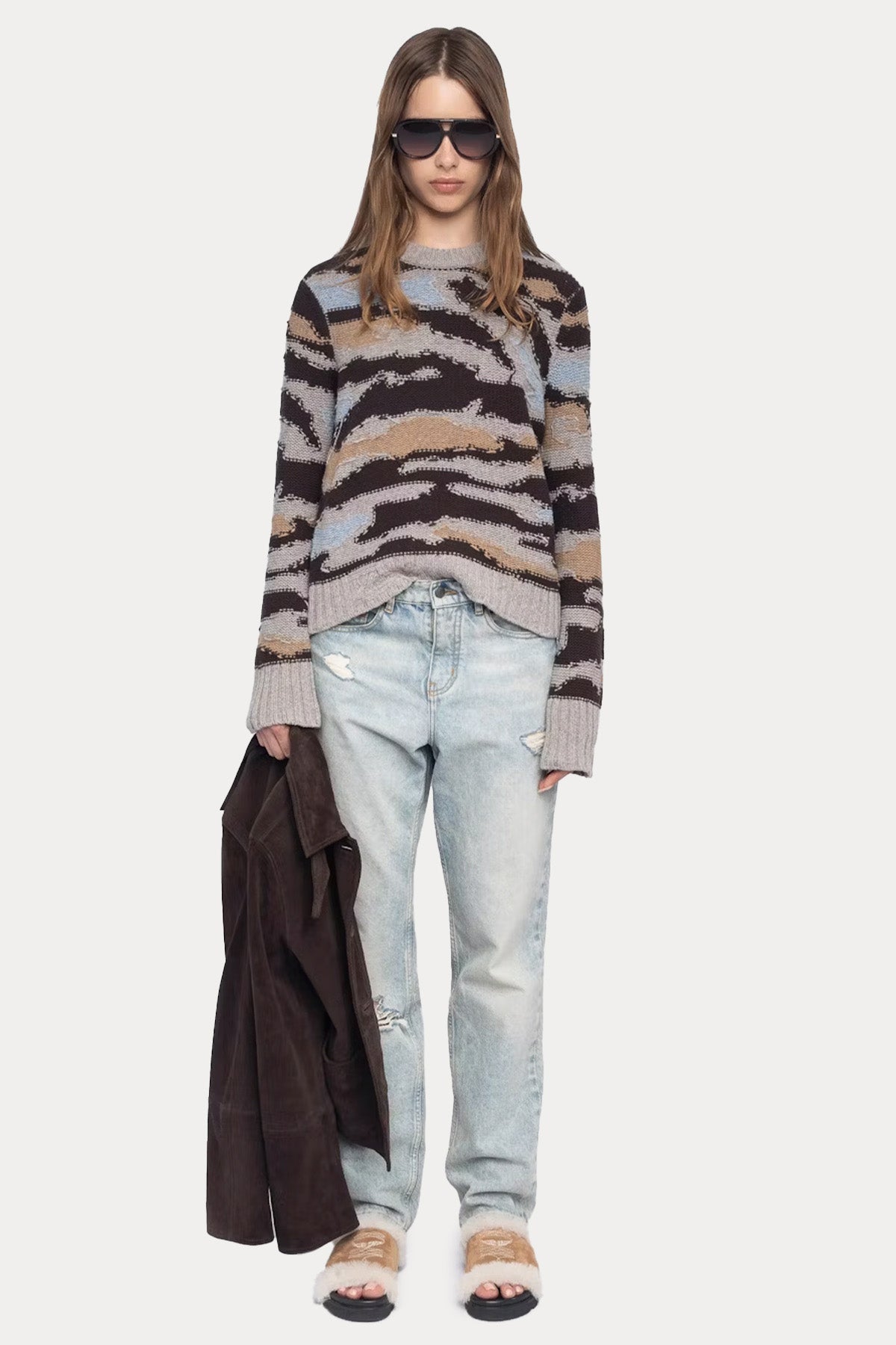 Zadig & Voltaire Comfort Fit Renk Bloklu Örgü Yün Triko