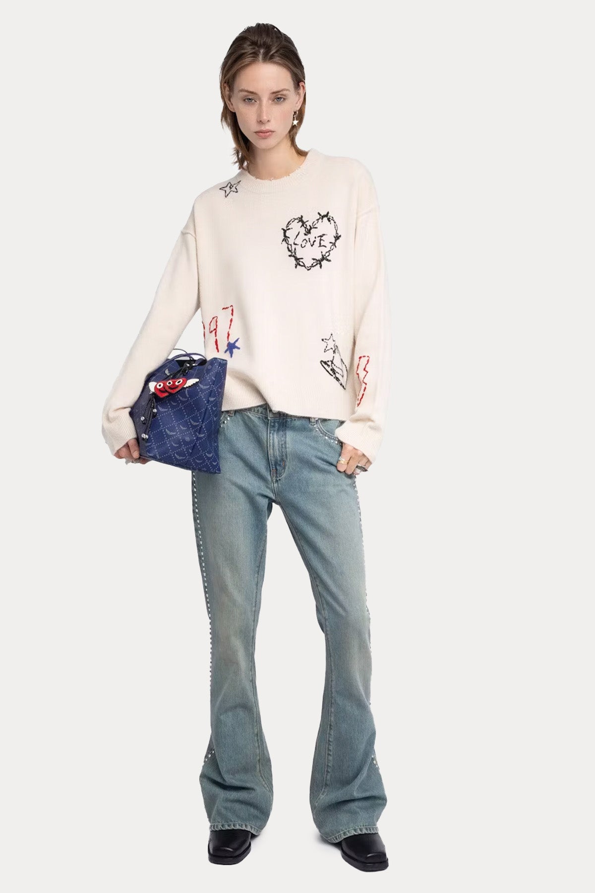 Zadig & Voltaire Comfort Fit Nakış Logolu Kaşmir Örgü Triko