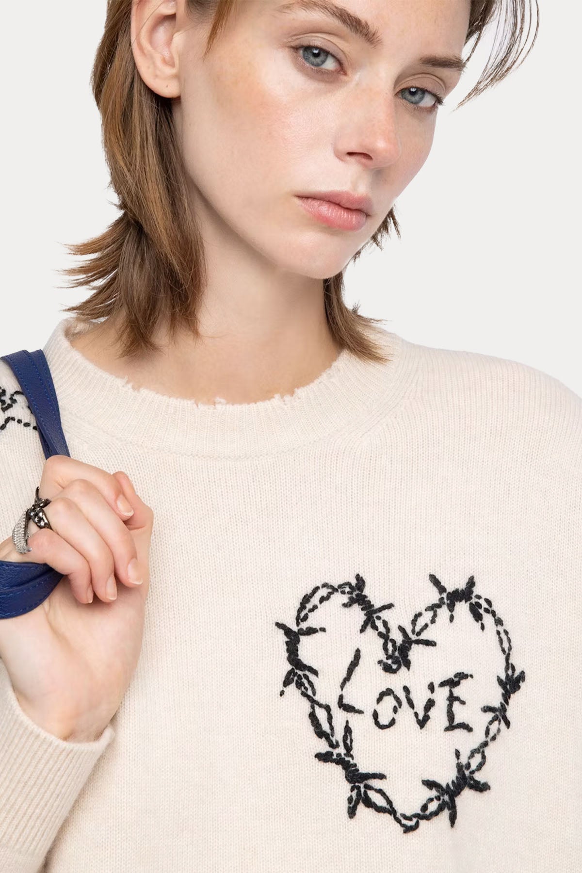 Zadig & Voltaire Comfort Fit Nakış Logolu Kaşmir Örgü Triko