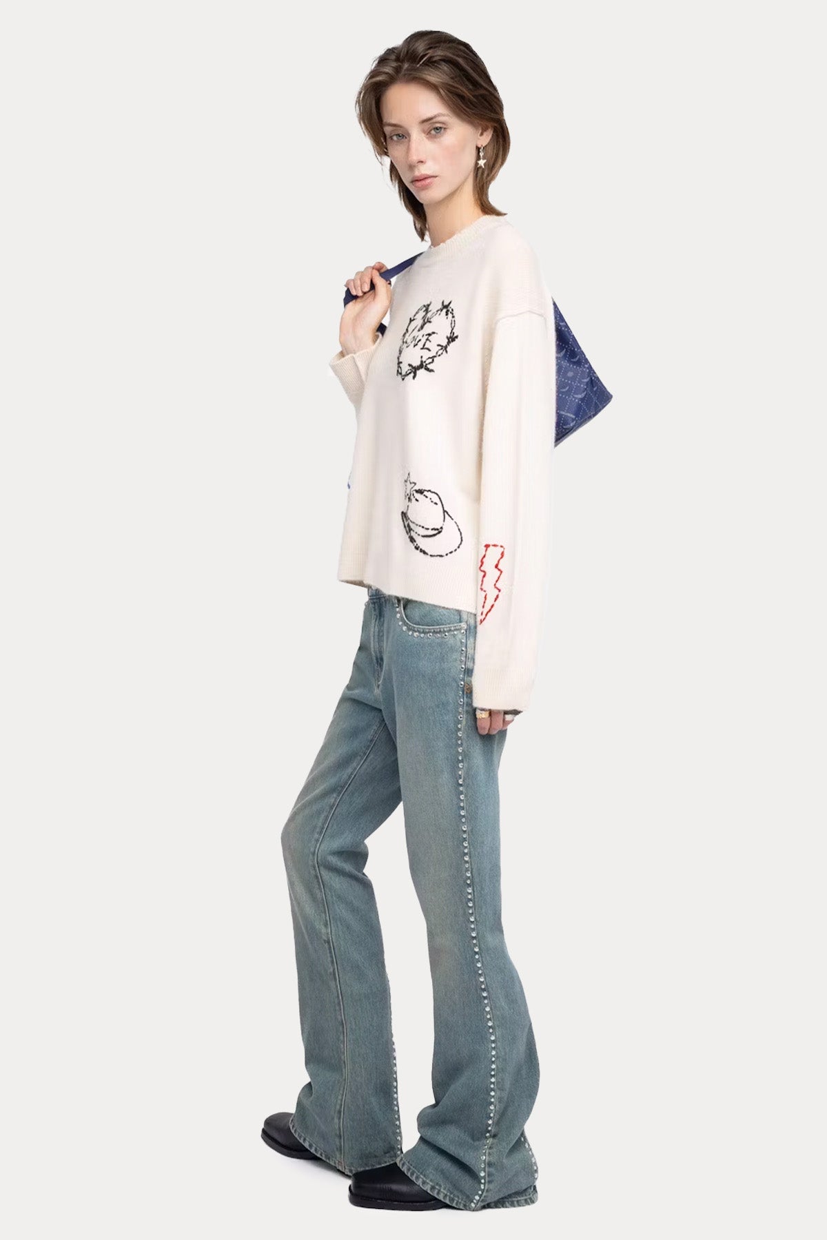 Zadig & Voltaire Comfort Fit Nakış Logolu Kaşmir Örgü Triko