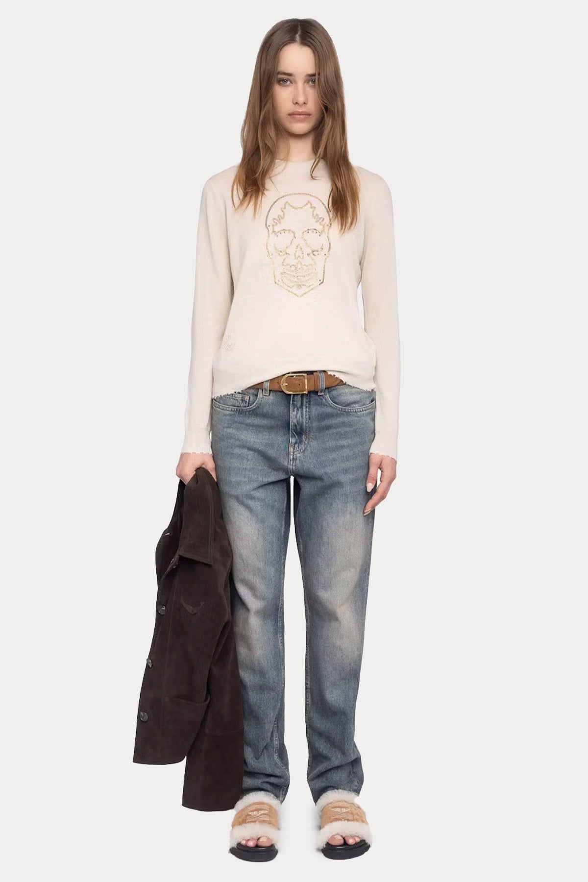 Zadig & Voltaire Trok Kuru Kafa Logolu Kaşmir Örgü Triko