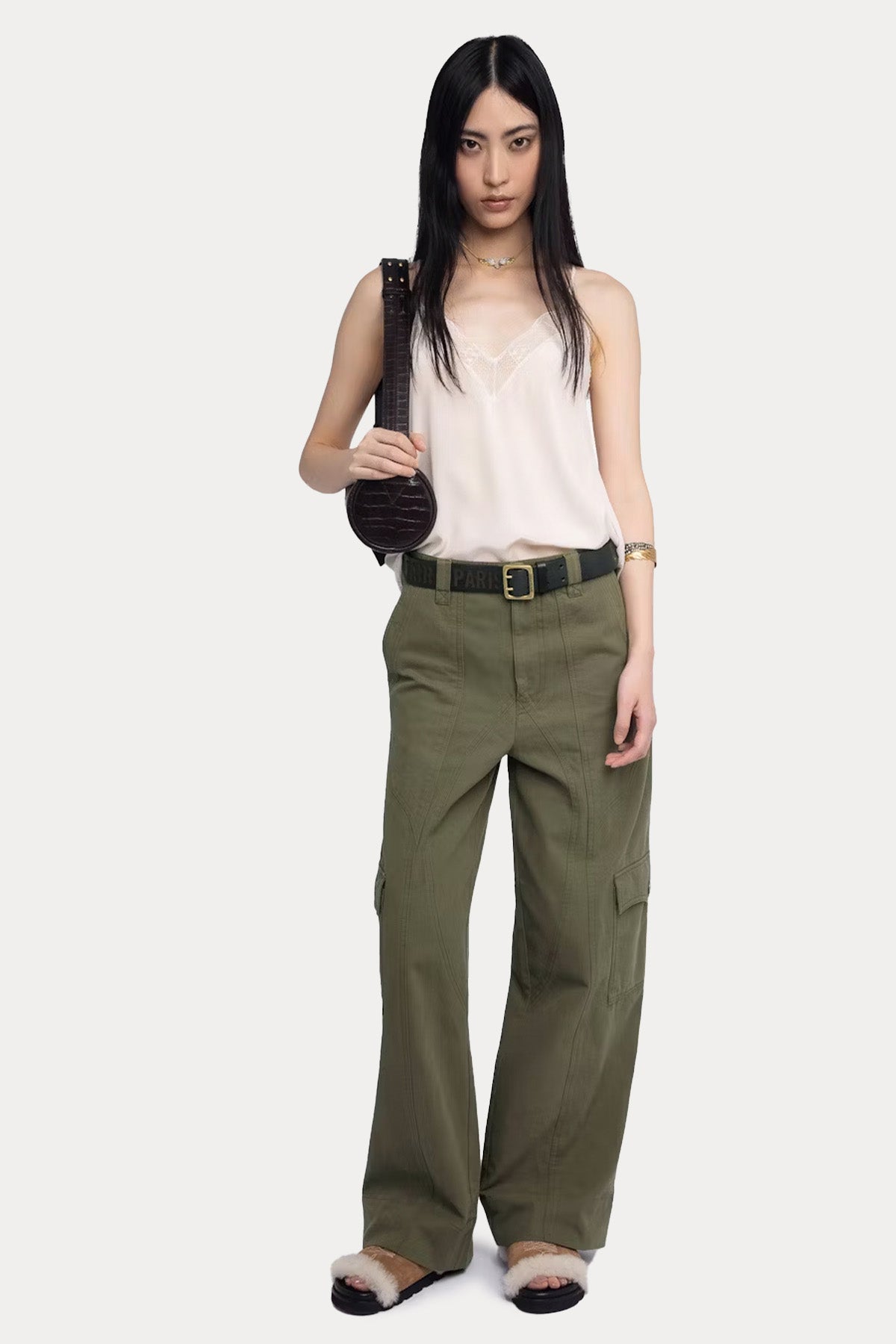 Zadig & Voltaire Straight Fit Yüksek Bel Kargo Cepli Jeans