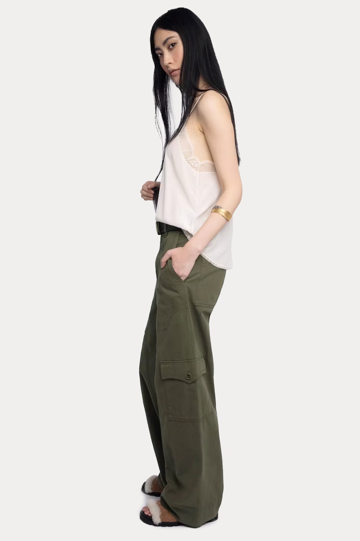 Zadig & Voltaire Straight Fit Yüksek Bel Kargo Cepli Jeans