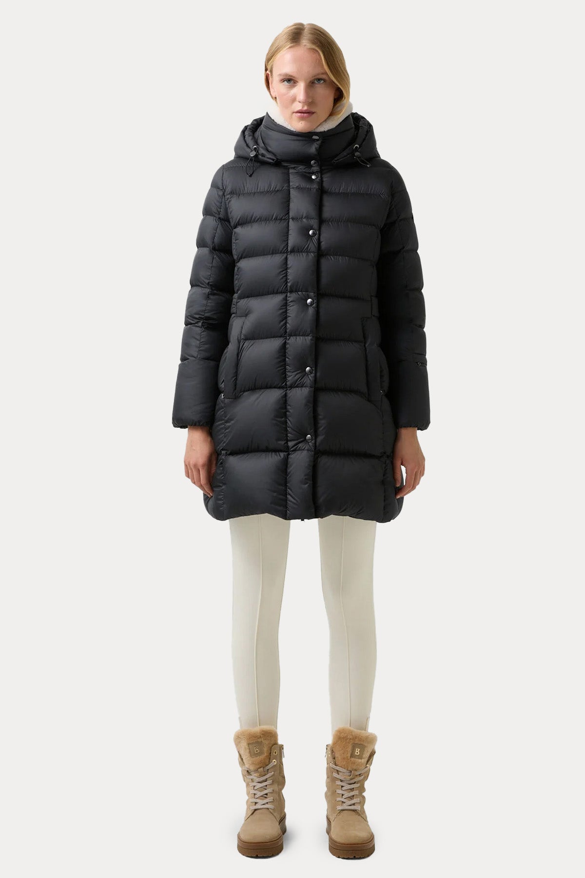 Bogner Nicci Regular Fit Yakası Kürklü Kapüşonlu Puffer Mont