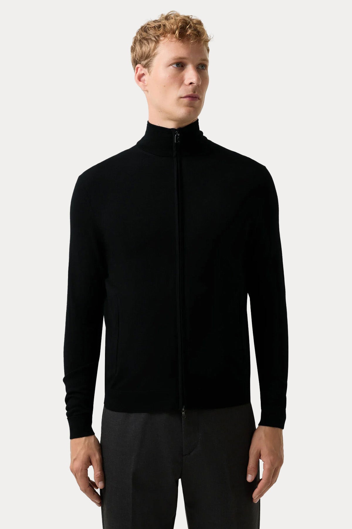 Bogner Oscar Dik Yakalı İnce Örgü Yün Triko Ceket