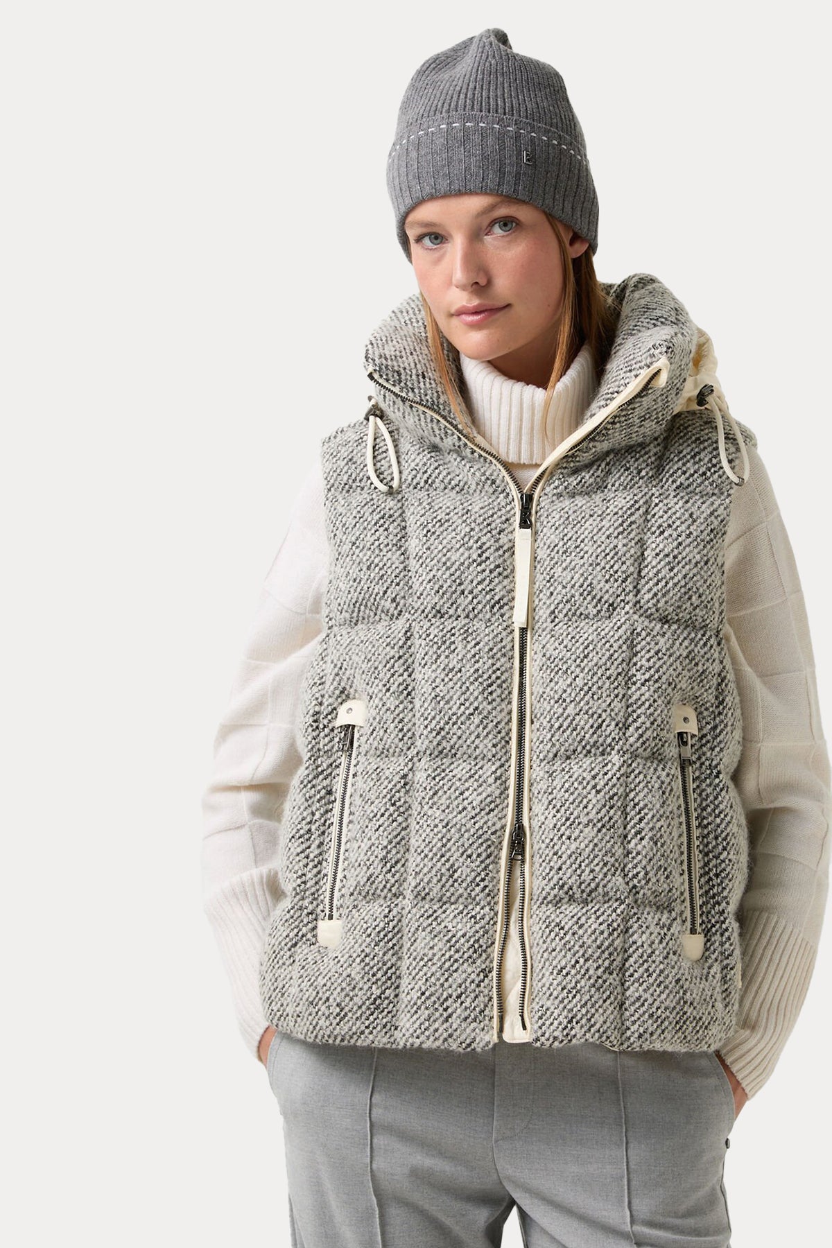 Bogner Falka Kapüşonlu İpek Yün Puffer Yelek