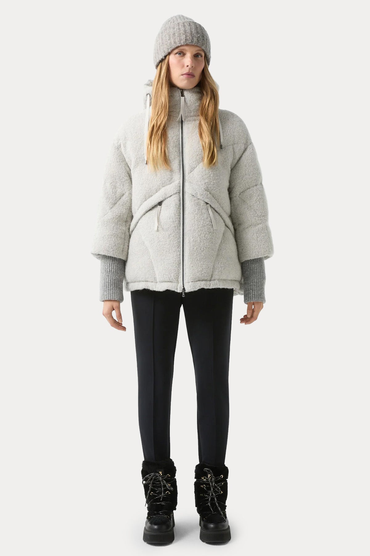 Bogner Sherly Relaxed Fit Yün Kapüşonlu Puffer Mont-Mont-Libas