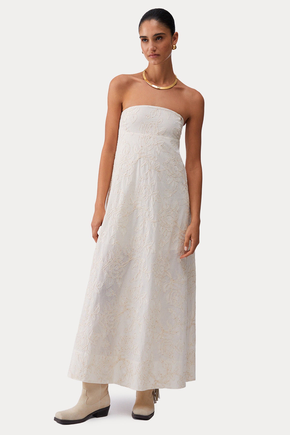 Liu Jo Straplez Yaka Maxi Müslin Elbise