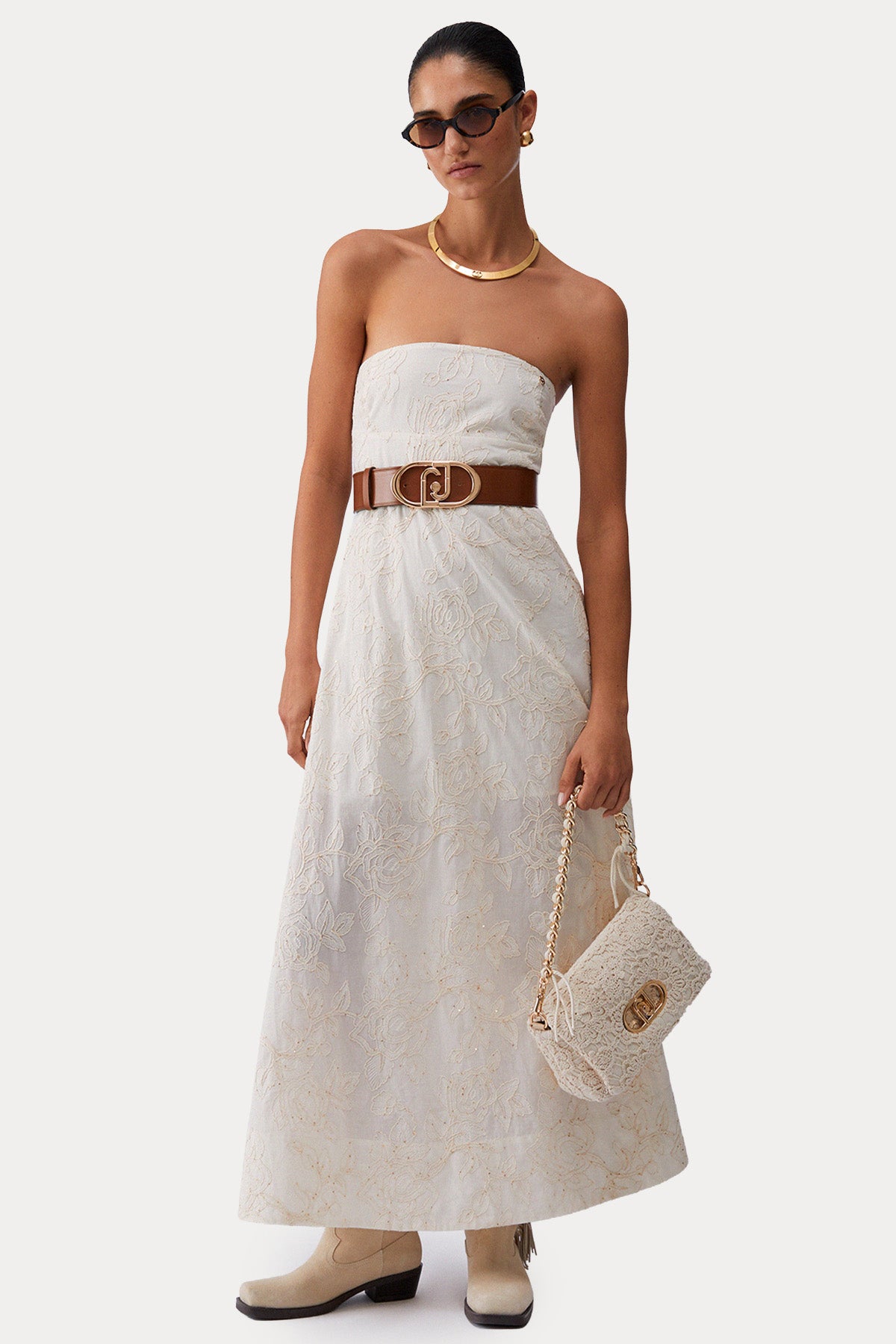 Liu Jo Straplez Yaka Maxi Müslin Elbise