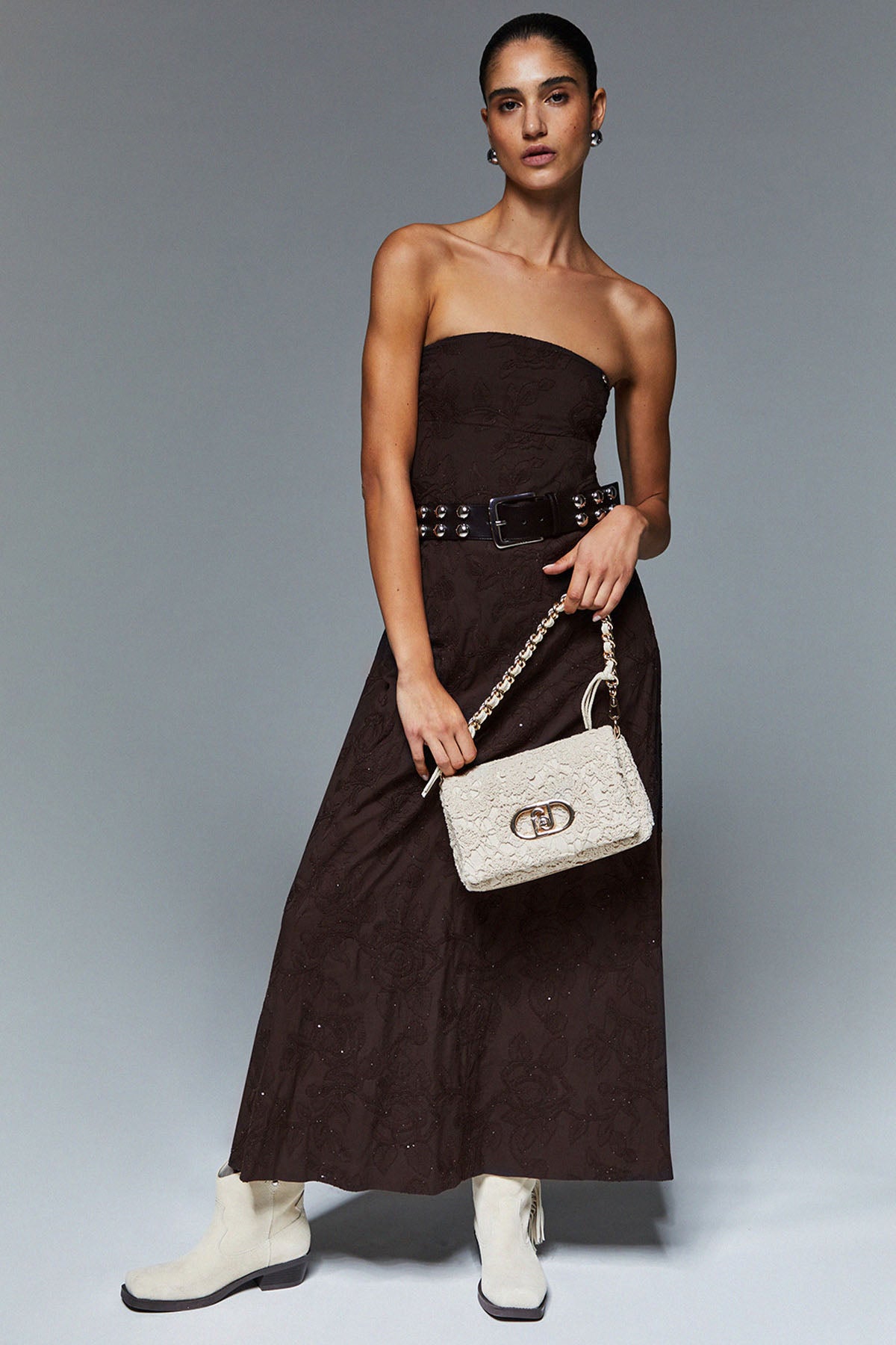 Liu Jo Straplez Yaka Maxi Müslin Elbise