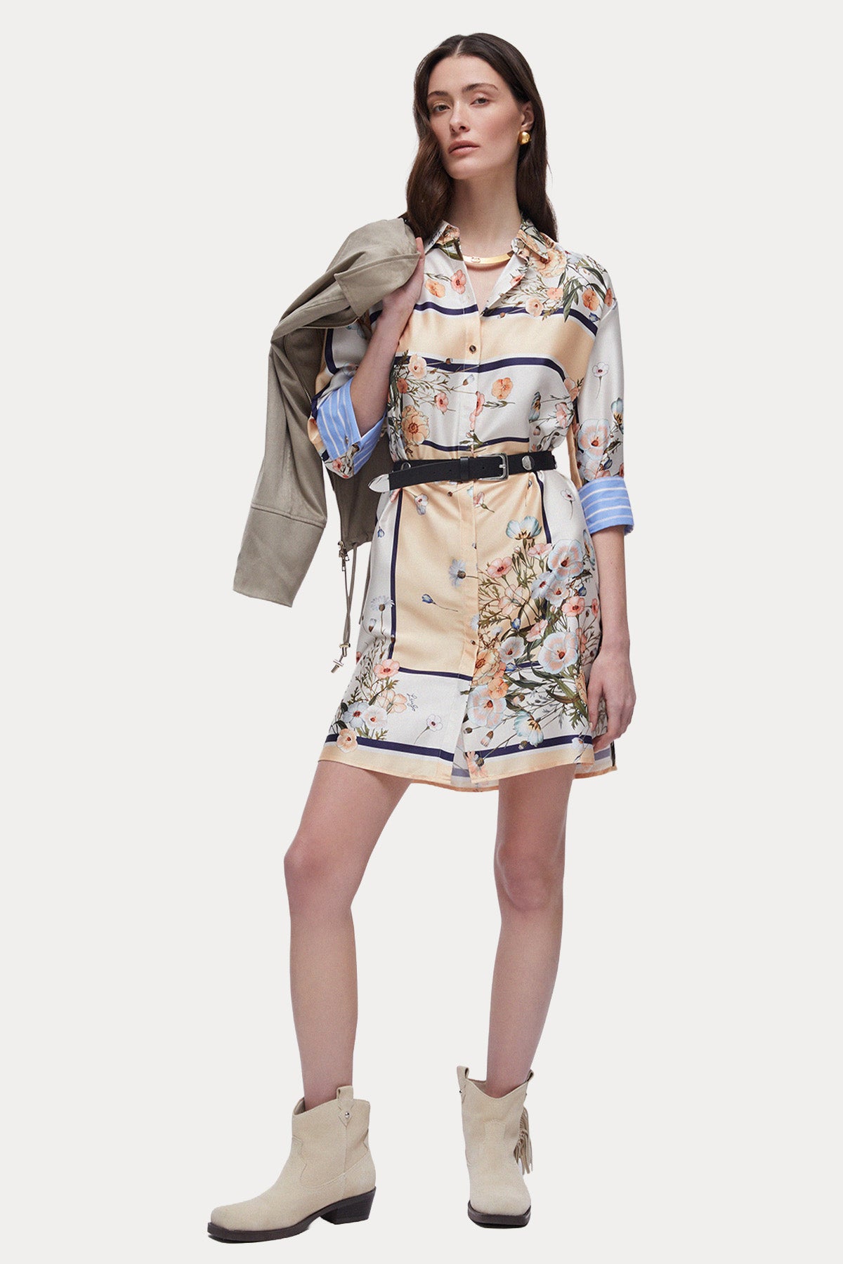 Liu Jo Loose Fit Desenli Mini Gömlek Elbise