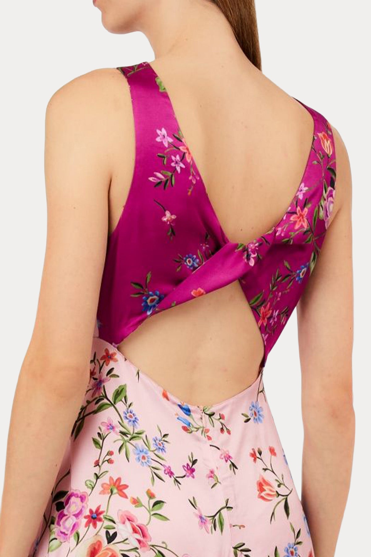 Liu Jo Derin V Yaka Çiçek Desenli Maxi Saten Elbise