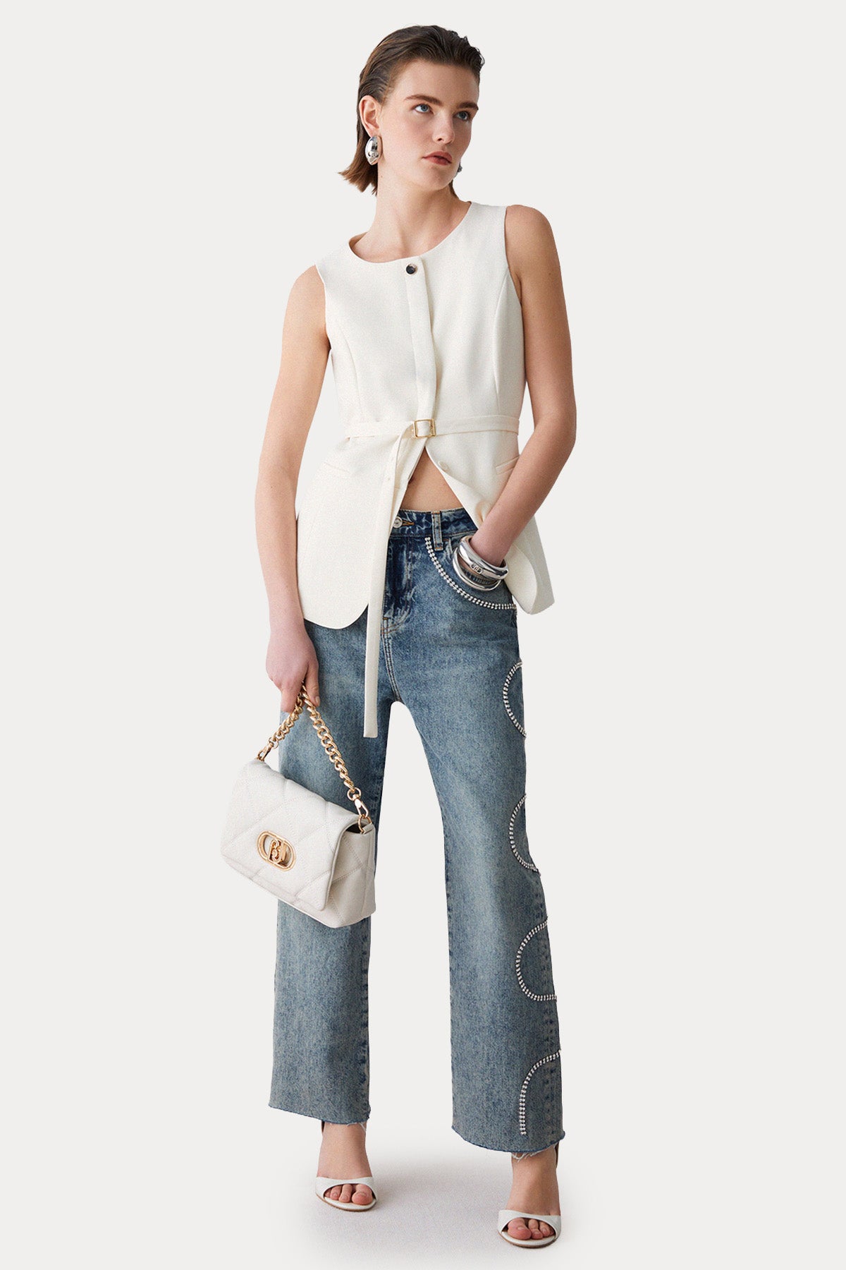 Liu Jo Regular Fit Kemerli Streç Yelek