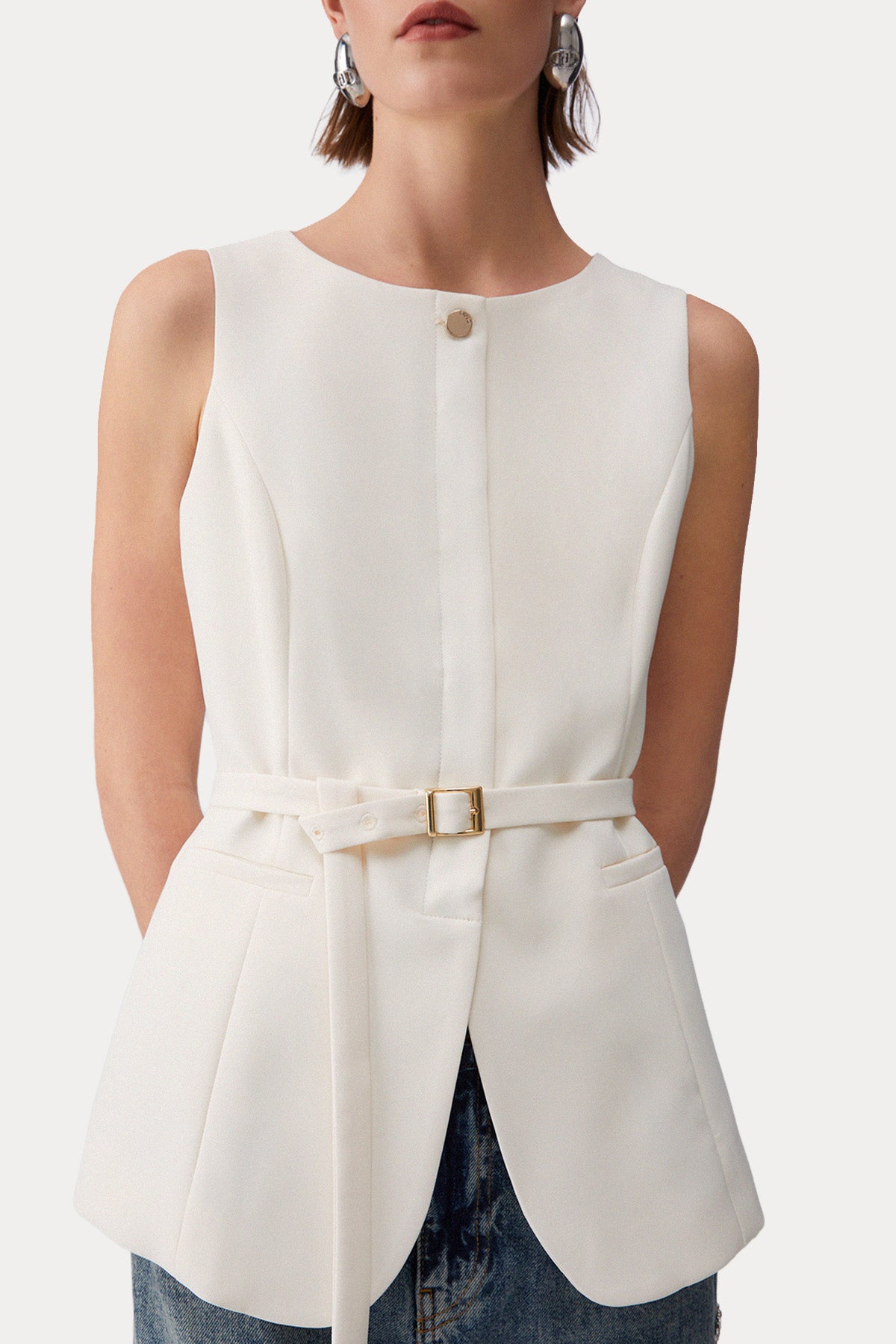 Liu Jo Regular Fit Kemerli Streç Yelek