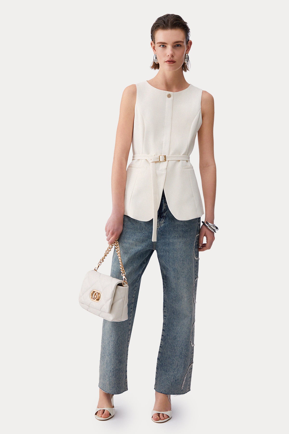 Liu Jo Regular Fit Kemerli Streç Yelek