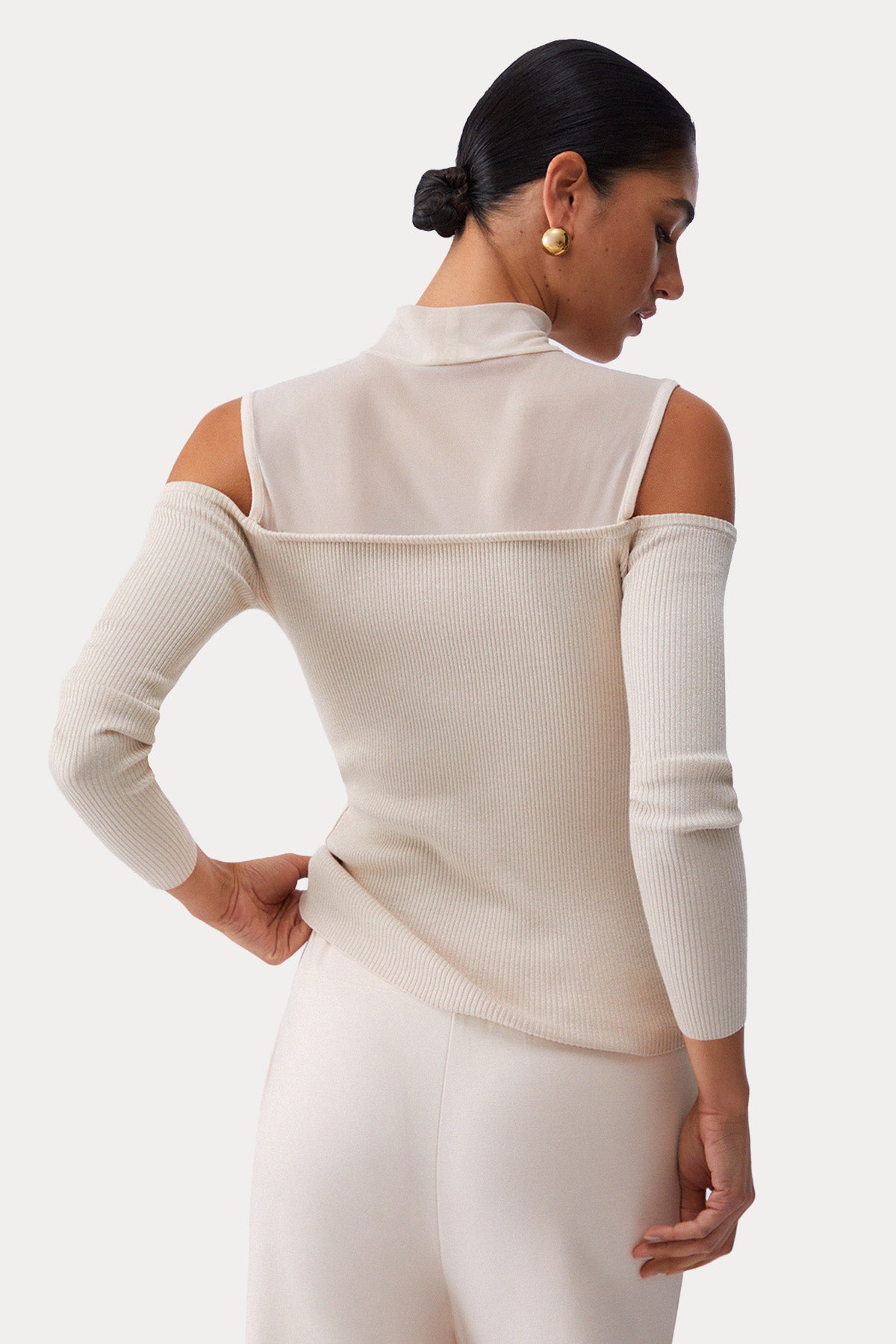 Liu Jo Slim Fit Perkins Yaka Tül Detaylı İnce Örgü Triko-Triko-Libas