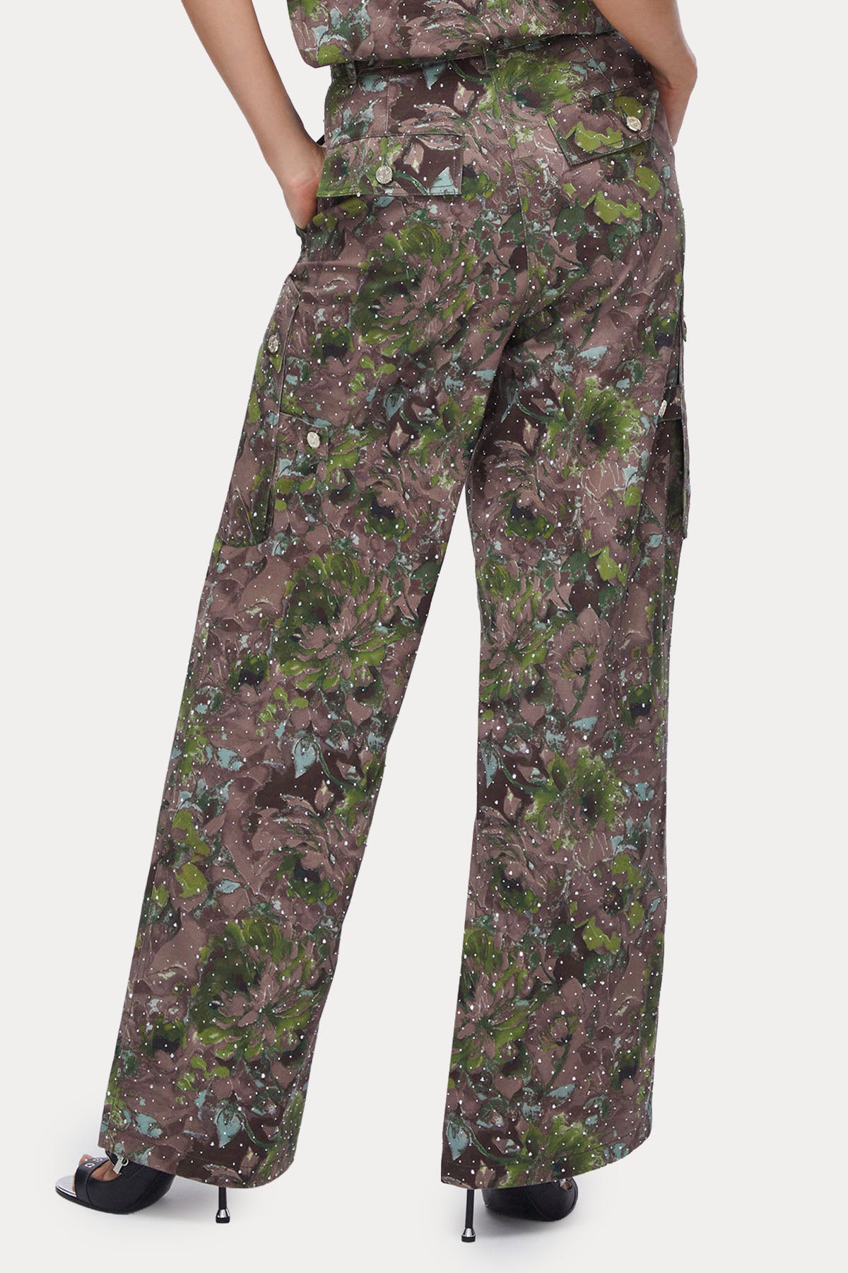 Liu Jo Wide Leg Çiçek Desenli Kargo Pantolon-Pantolon-Libas