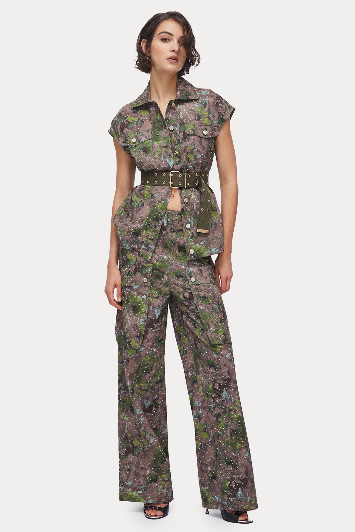 Liu Jo Wide Leg Çiçek Desenli Kargo Pantolon-Pantolon-Libas