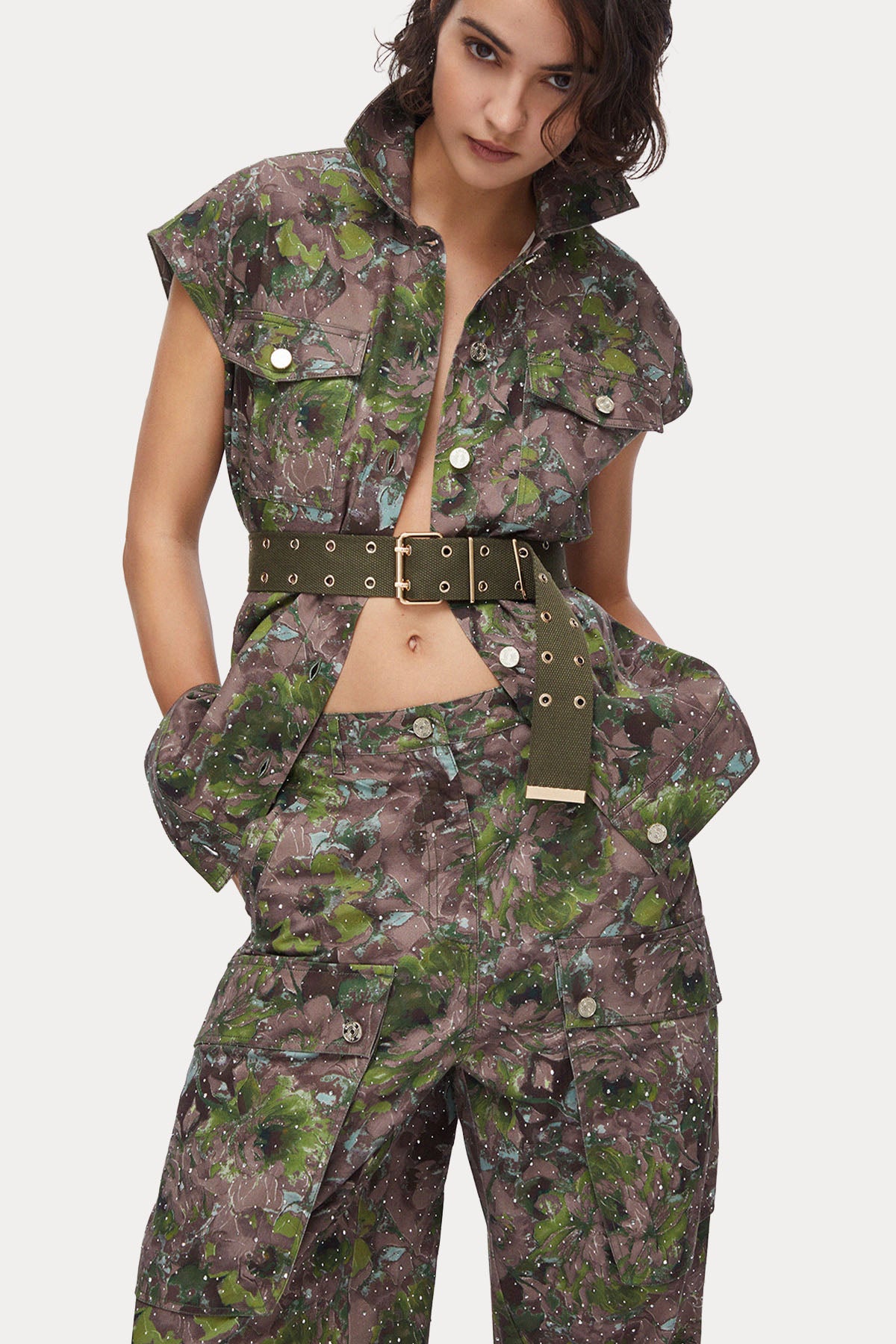 Liu Jo Wide Leg Çiçek Desenli Kargo Pantolon-Pantolon-Libas
