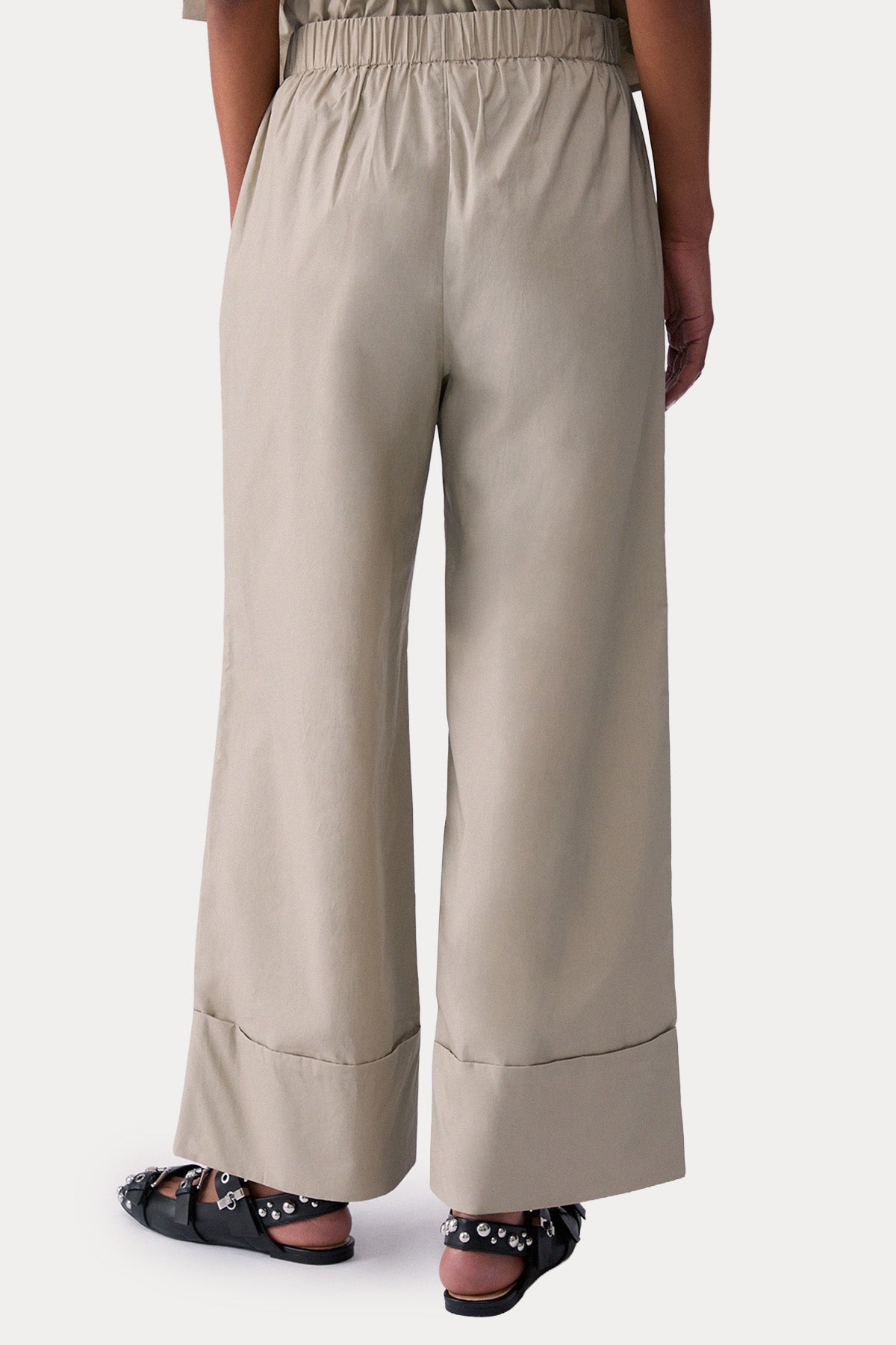 Liu Jo Straight Wide Leg Yüksek Belli Poplin Pantolon-Pantolon-Libas