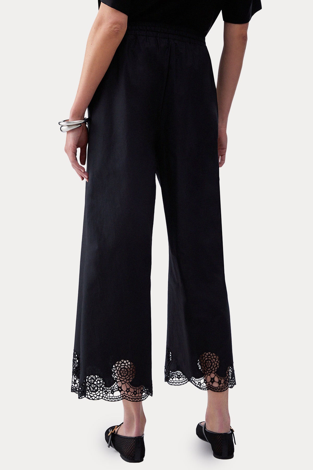 Liu Jo Straight Fit Beli Lastikli Nakış Detaylı Poplin Pantolon-Pantolon-Libas