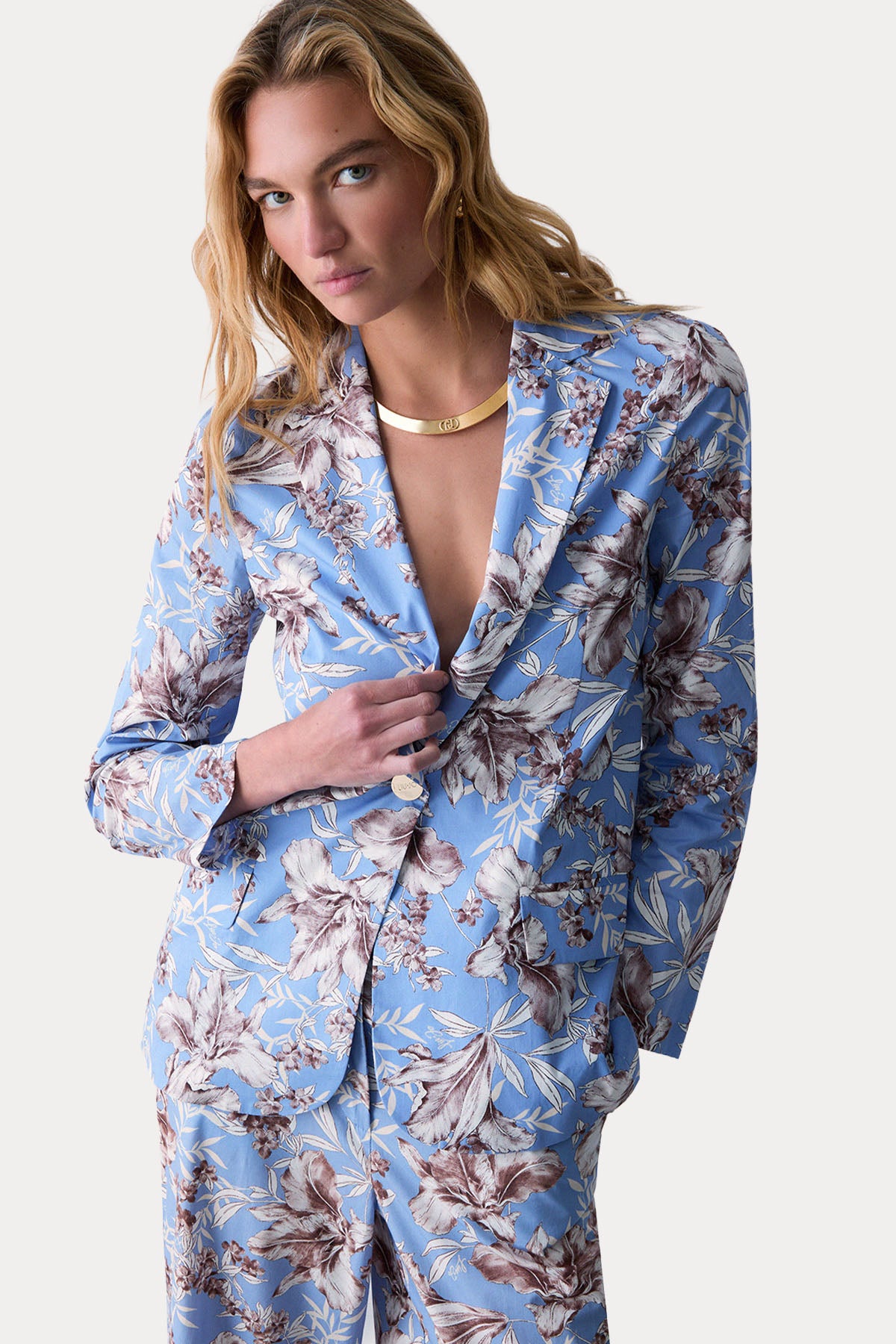Liu Jo Regular Fit Çiçek Desenli Blazer Ceket-Ceket-Libas