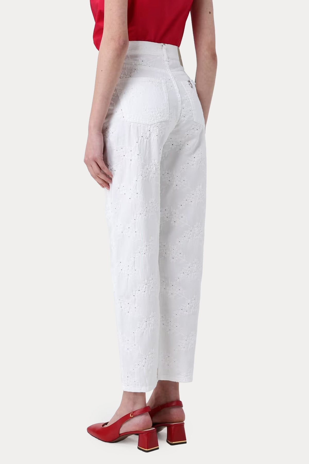 Liu Jo Straight Slim Fit Dantel Nakışlı Pantolon