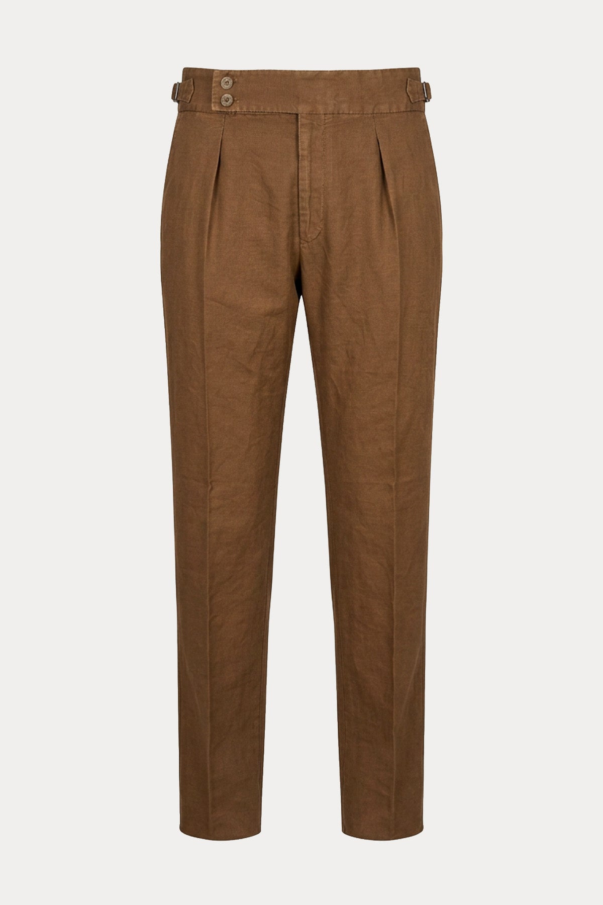 The Gigi Regular Fit Kemerli Tek Pile Keten Pantolon-Pantolon-Libas
