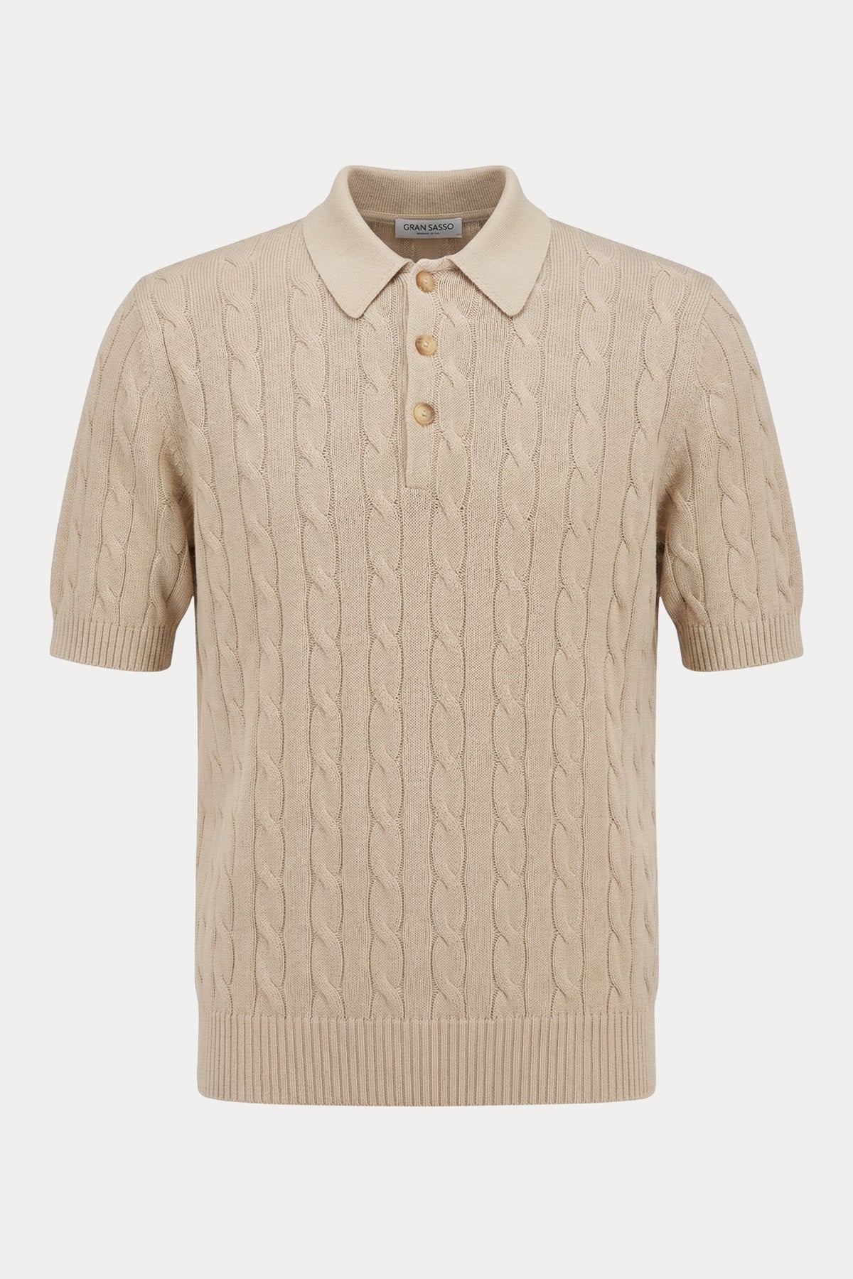 Gran Sasso Regular Fit Polo Yaka Saç Örgü Triko