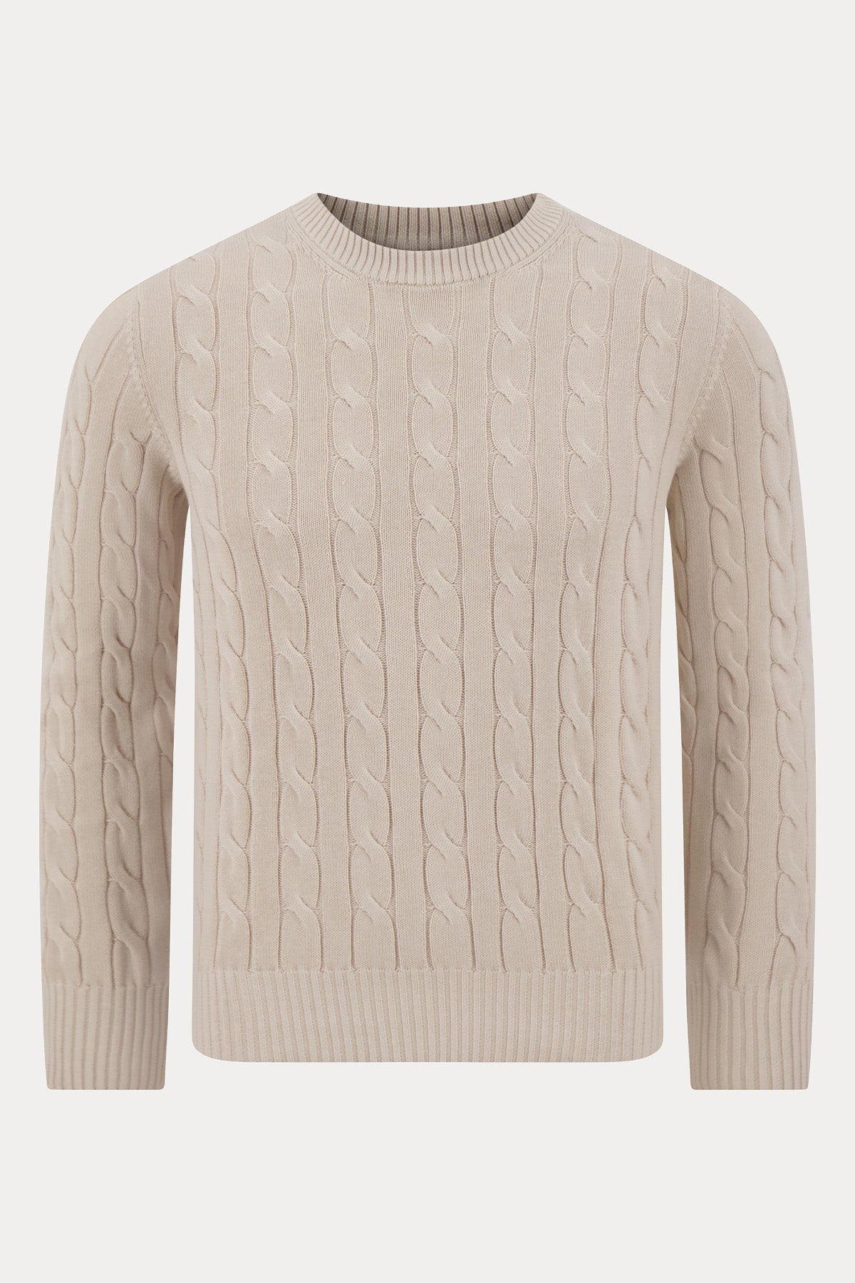 Gran Sasso Regular Fit Yuvarlak Yaka Saç Örgü Triko