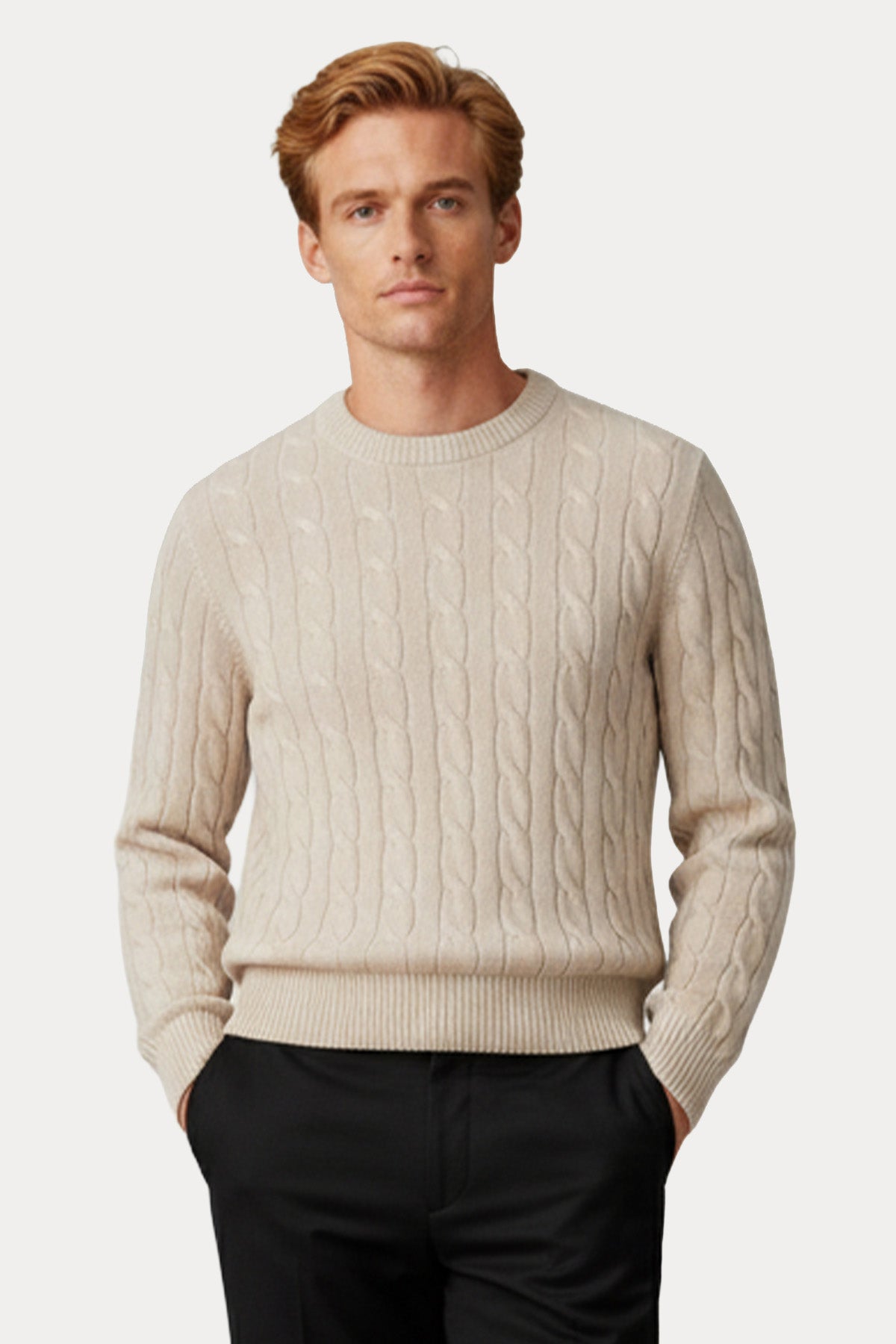 Gran Sasso Regular Fit Yuvarlak Yaka Saç Örgü Triko