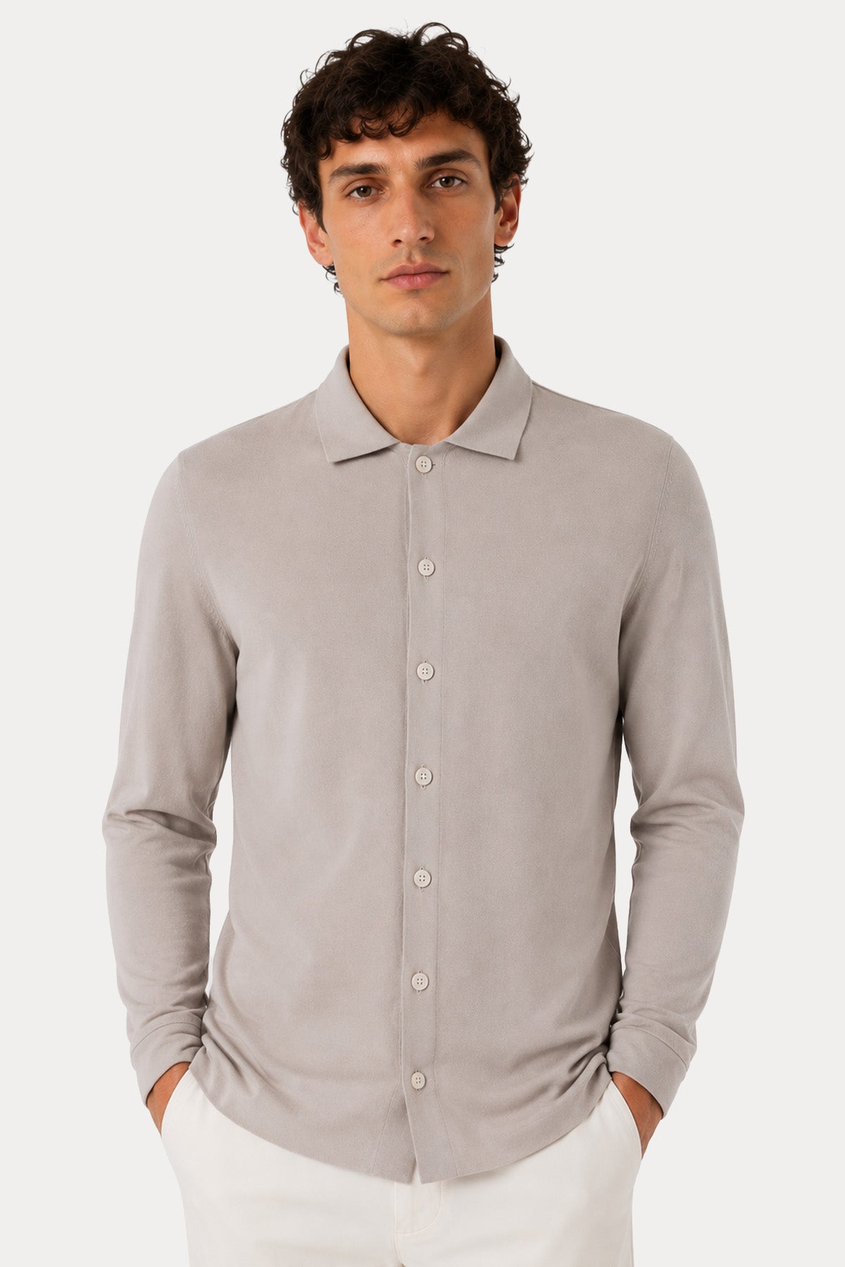 Gran Sasso Regular Fit İnce Örgü Polo Yaka Triko Ceket