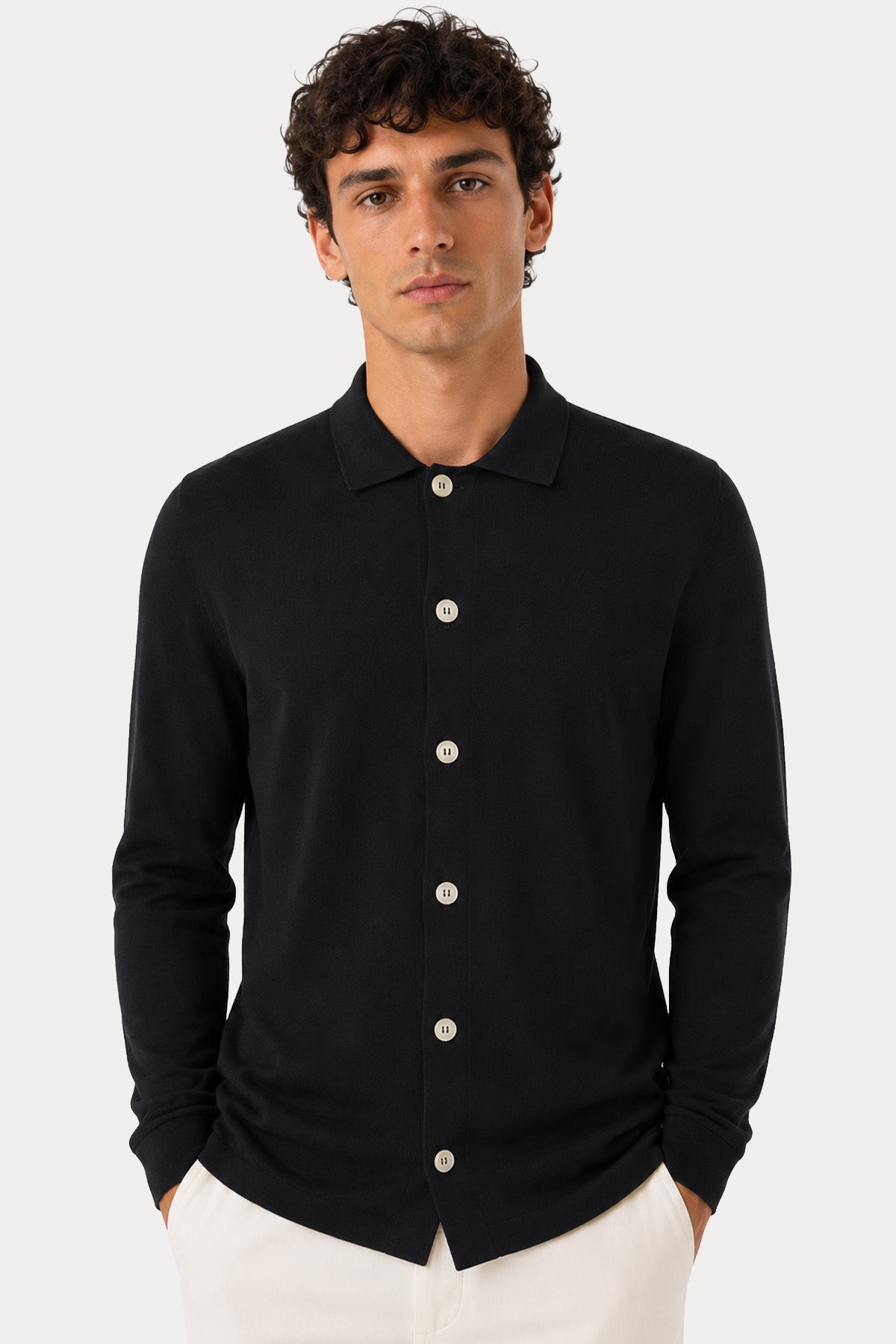 Gran Sasso Regular Fit İnce Örgü Polo Yaka Triko Ceket