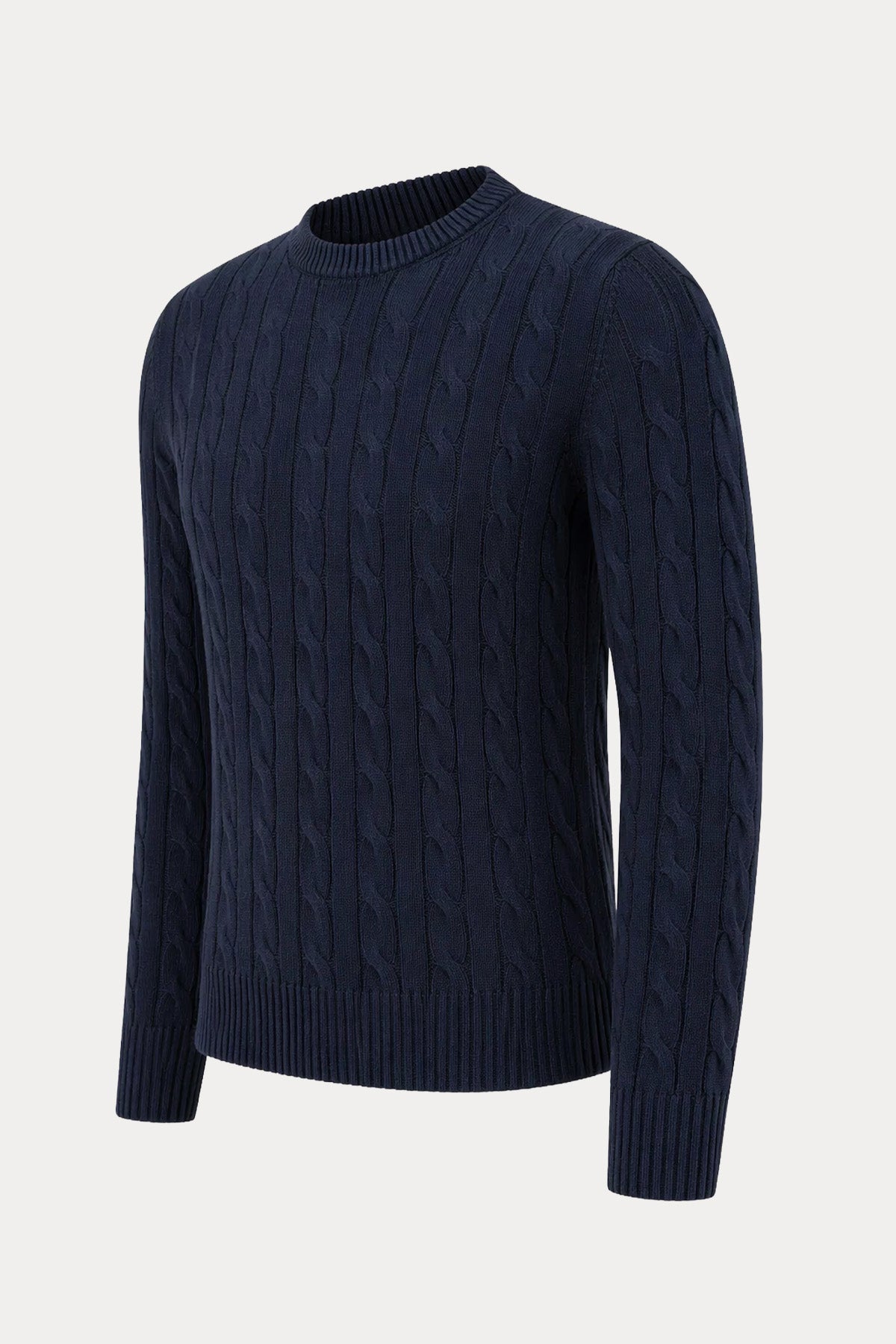 Gran Sasso Regular Fit Yuvarlak Yaka Saç Örgü Triko-Triko-Libas