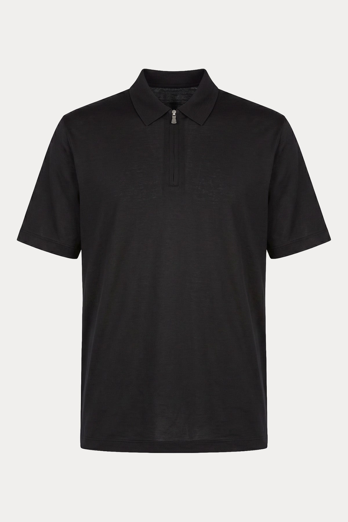 Gran Sasso Fermuarlı Polo Yaka İpek T-shirt-T-shirt-Libas