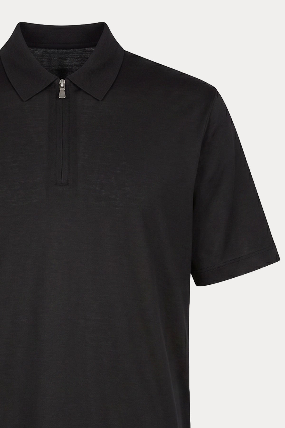 Gran Sasso Fermuarlı Polo Yaka İpek T-shirt-T-shirt-Libas