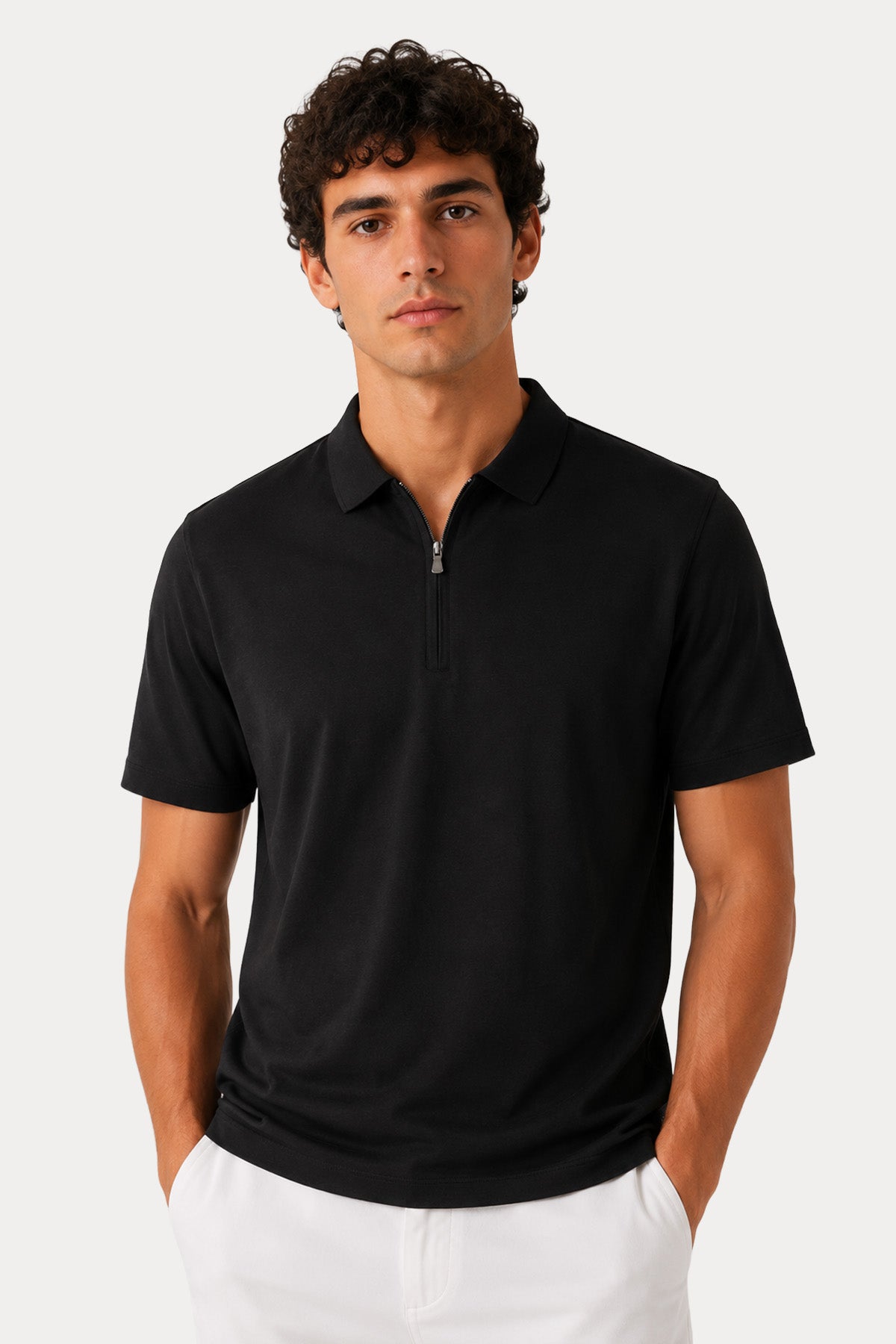 Gran Sasso Fermuarlı Polo Yaka İpek T-shirt