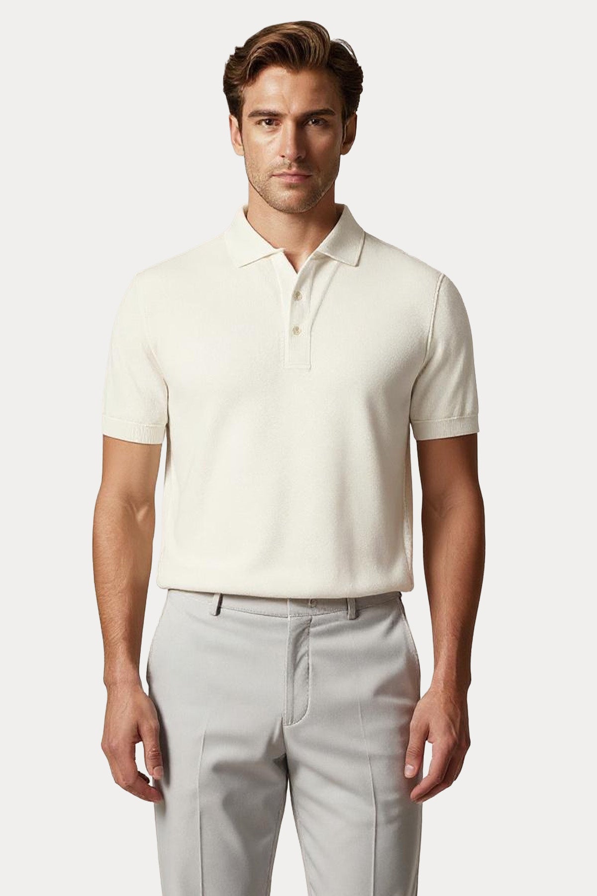 Gran Sasso Regular Fit Polo Yaka İpek T-shirt